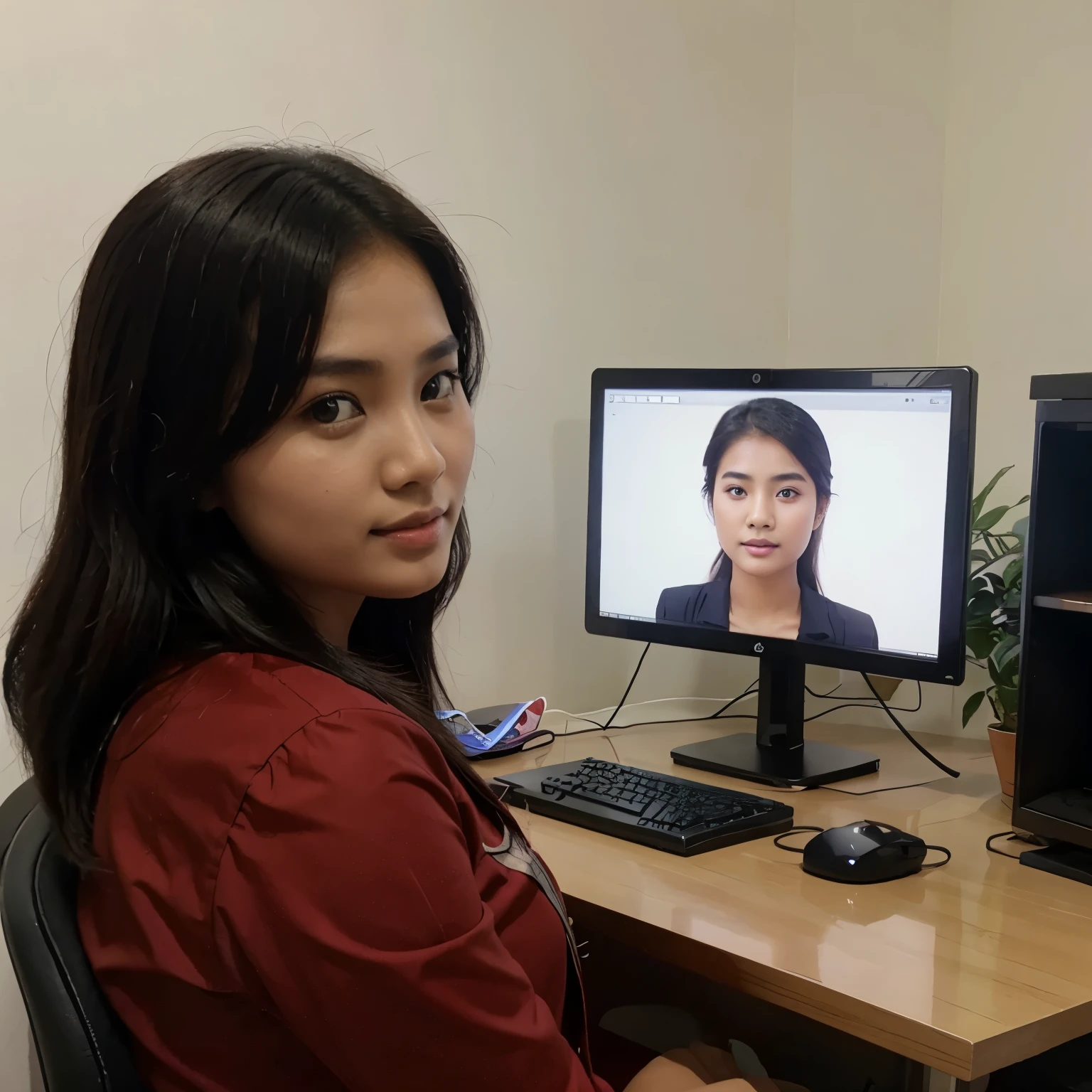 myanmar model girl .background is computer university