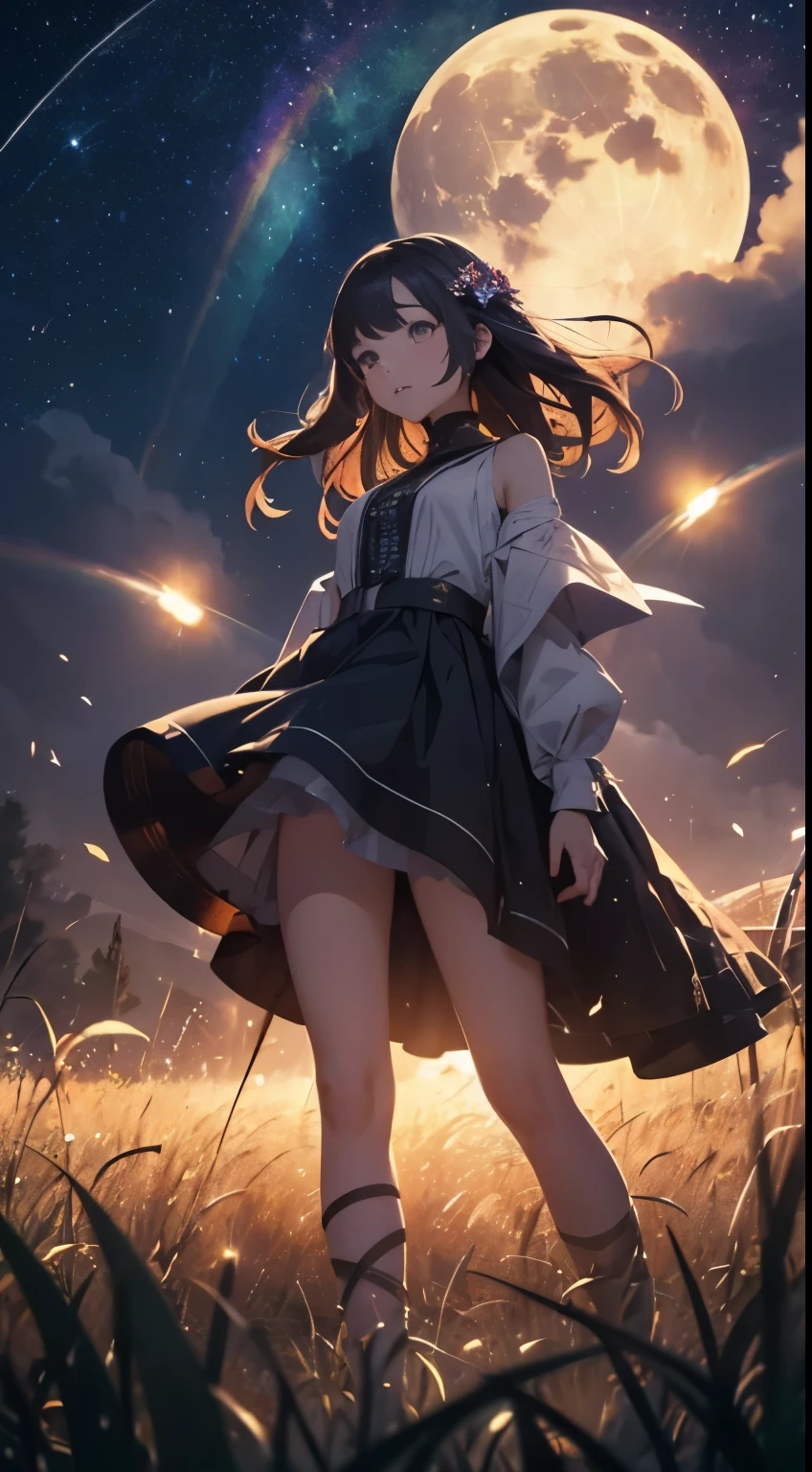 Ai Morinaga, Ivan Bolivian, Surreal, mysterious, bizarre, fantastical, fantasy, Sci-fi, Japanese anime, underground world, living ammonite, ticking away in time, beautiful girl in a miniskirt, perfect body, long jump, transcending time, dynamism, bird's eye view, hyper detailed masterpiece depth of field cinematic lighting realistic