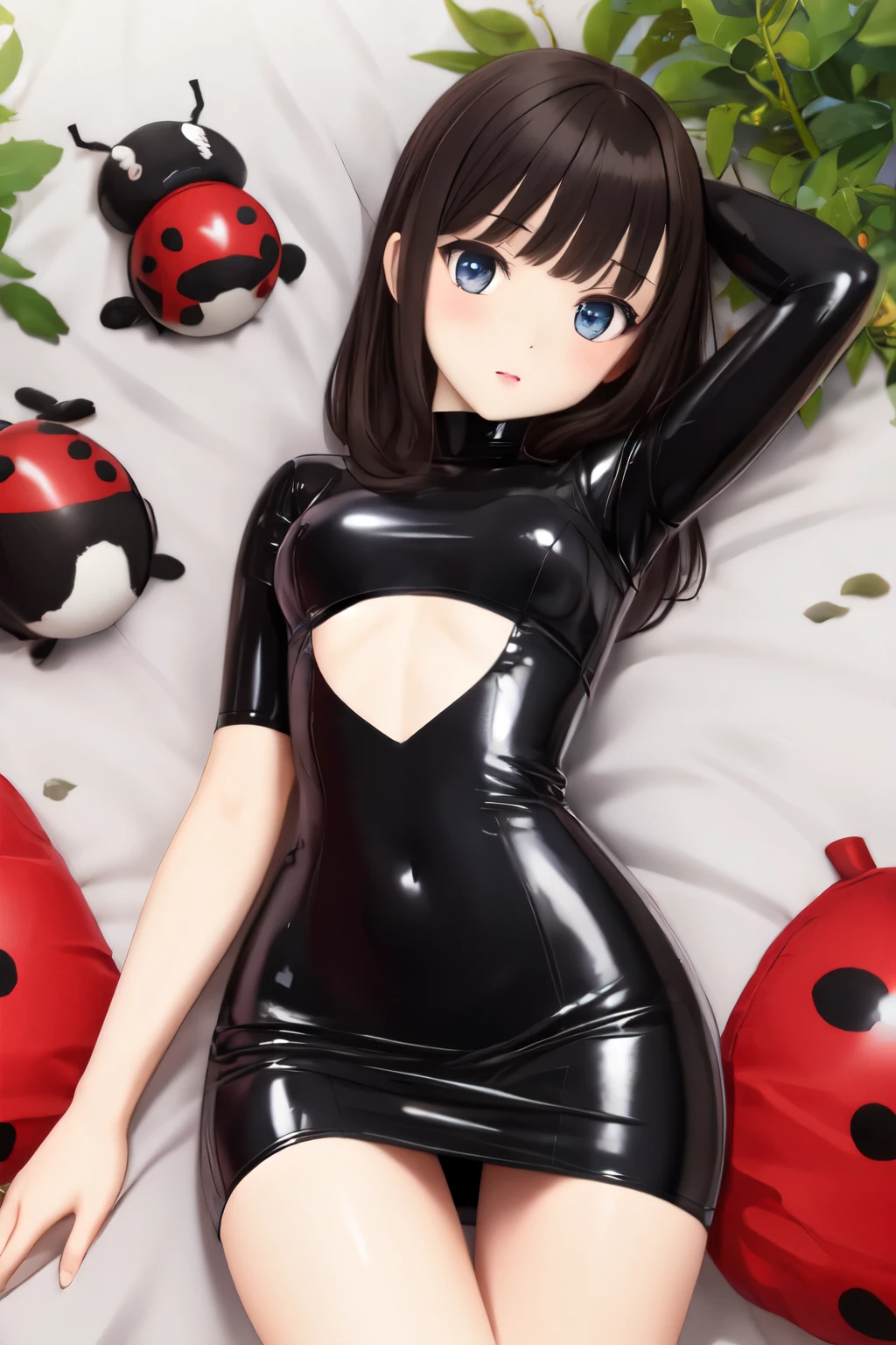 Shiny and ladybug luxury latex dress for doll