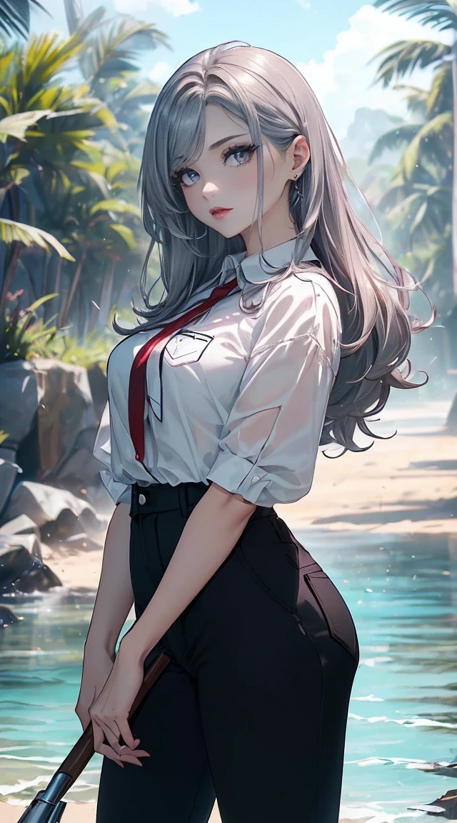 maximum quality、Qualidade de imagem superior、obra-prima、adolescente((camisa branca、long black pants、18 anos、 Idade、Melhor busto、big stick,olhos pretos, cabelo vermelho、cabelos azuis、Um esguio,Grandes vales、makeup with red lipstick on the eyelids、Brincos fofos、Silver watches、Junte seu peito、Bolsa de ombro elegante、Malha vermelha、inclinando-se para frente)),alta qualidade、linda arte、Plano de fundo com((parede branca para fotografia、multiple cameras、Campo de tiro))obra-prima、profundidade de campos,cinematic style