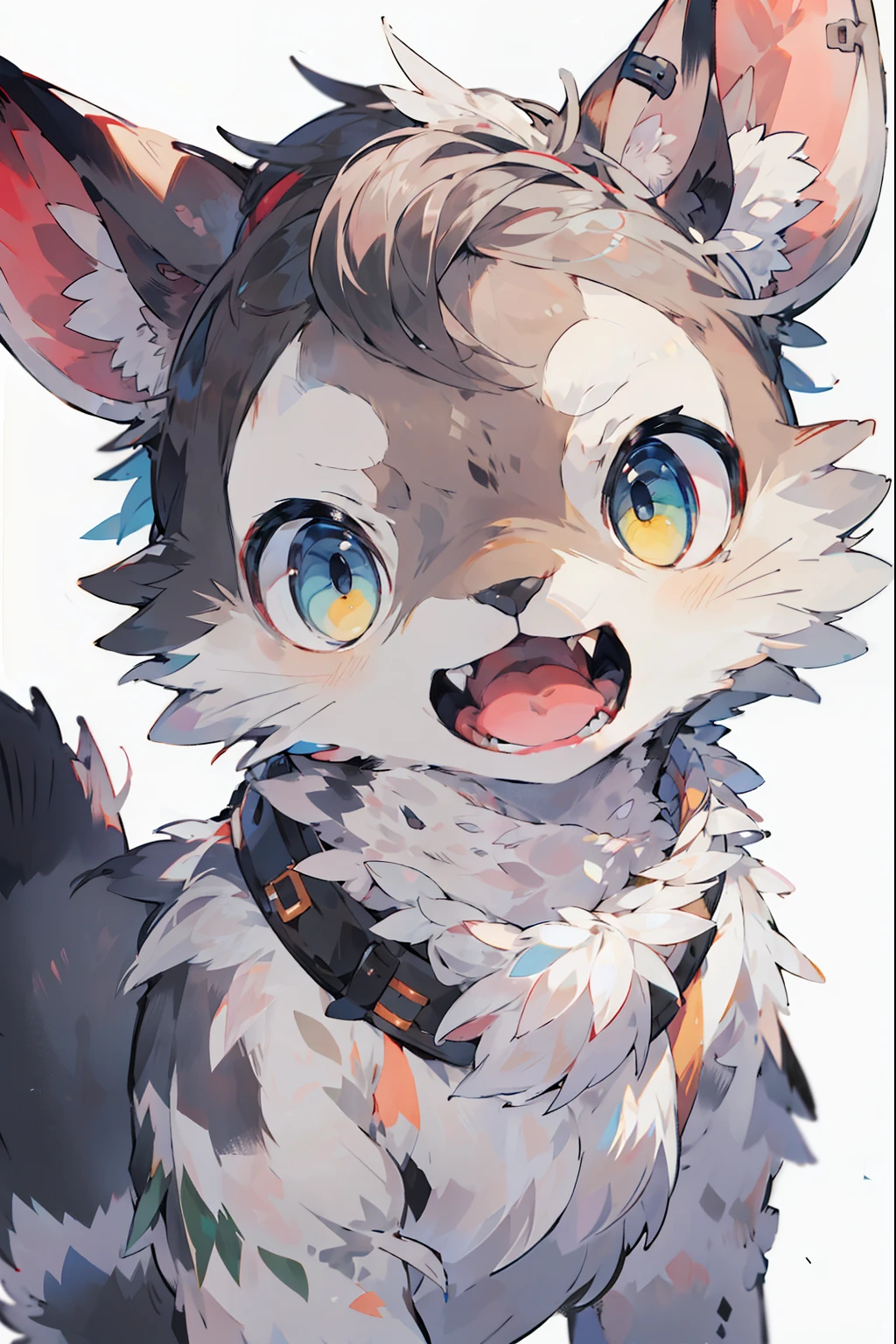 White background,opossum男孩,sweater,Black and Whasterpiece),perfect lighting,(super detailed),hairy,((opossum)),White background,depth of field,Open Mouth Screaming,opossum