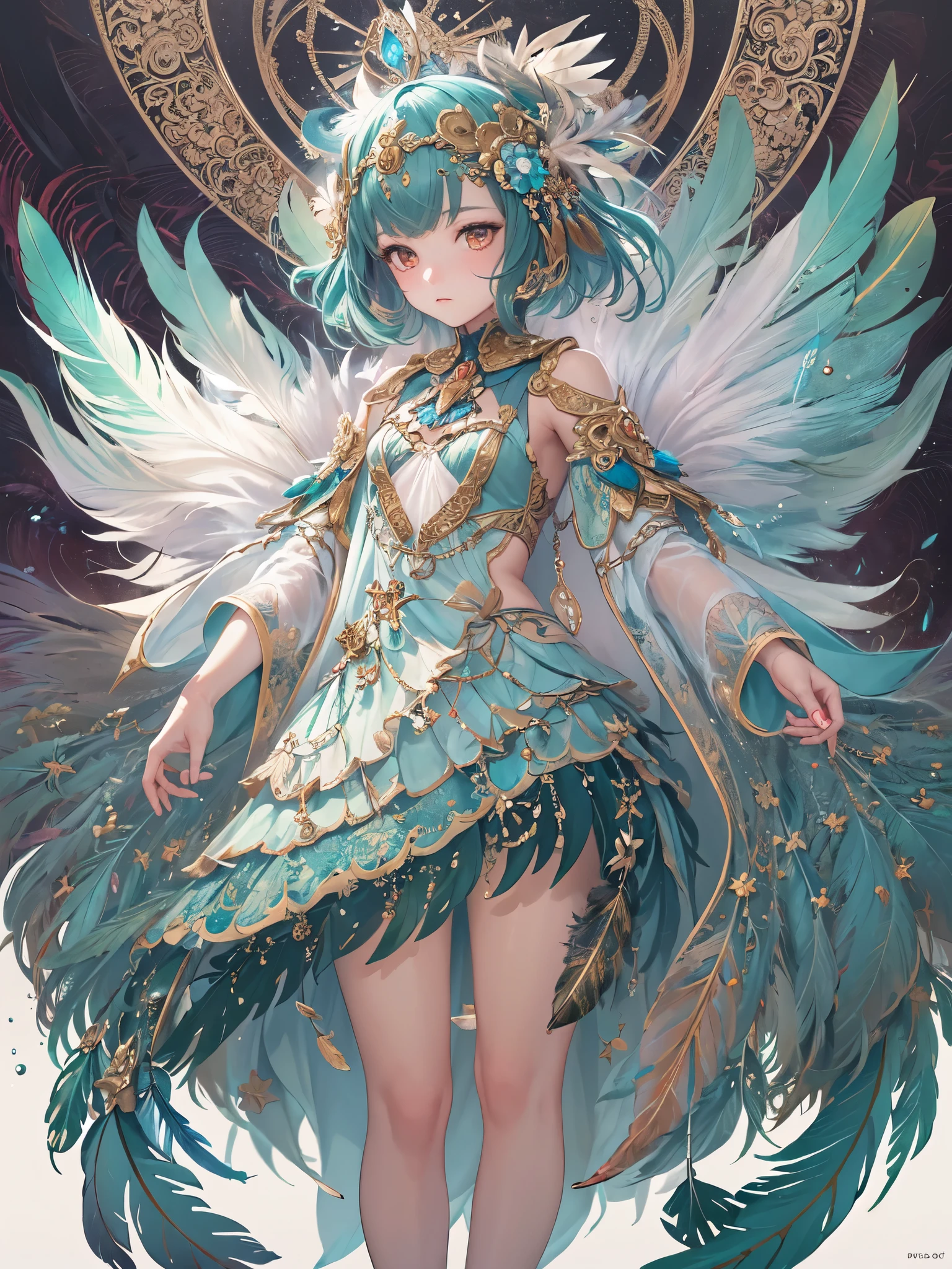 (best quality, masterpiece), (colorful:1.2),perfect face, best illustration, li,(feather:1.6), incredibly absurdres, underwater,(fractal art:1.5),wings, (astral fairy), (mystical), high detailed official artwork, anime fantasy artwork, (epic fantasy), ((ethereal)),eastern costume,(dynamic angle),full body