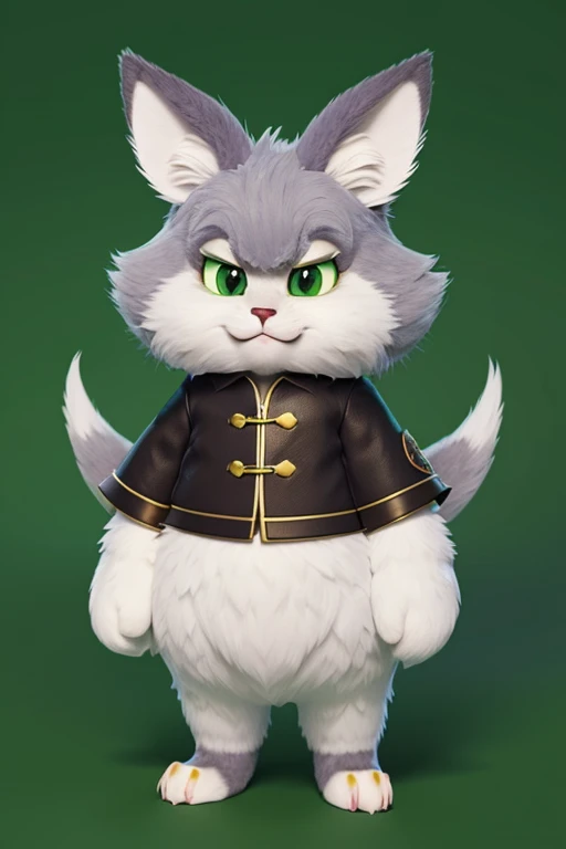 create a character: animal, fluffy with big ears, character color green, looks kind and gentle, Average height