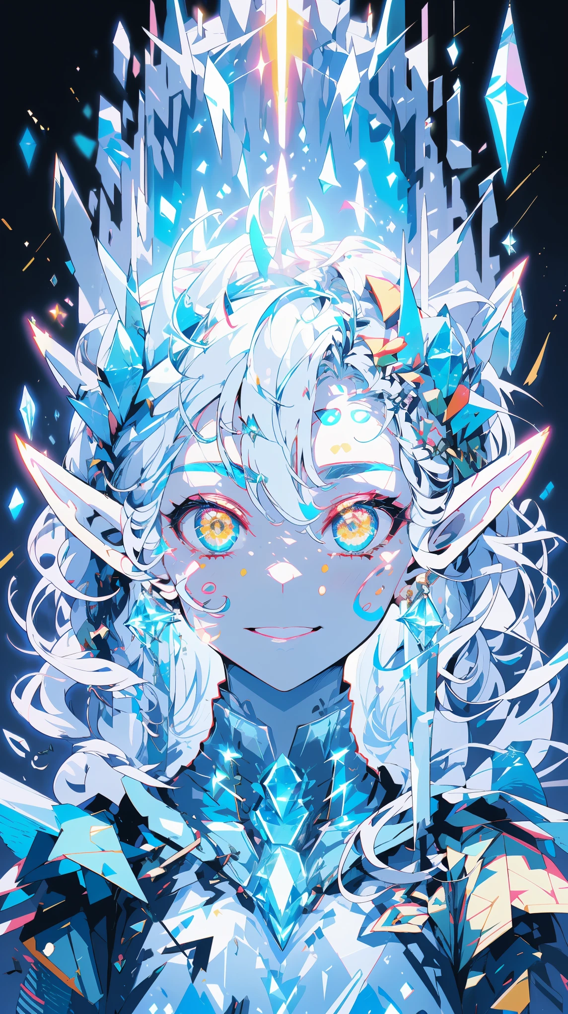 (half body portrait of an ice elf:1.2), medium length elf ears, pointy ears,ice around, frosty theme,( shiny yellow eyes:1.2), light cold smile, arrogant facial expression, sexy Russian style costume, Blue crystal jewelry, icy blue glowing tattoos,Detailed,Realistic,4k highly detail,by Mappa studios,masterpiece,best quality,official art,illustration,ligne claire,(cool_color),perfect composition,fantasy,focused,rule of third