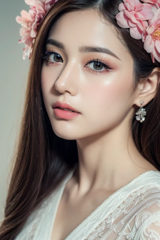 (highest quality,4K,High resolution,masterpiece:1.2),Super detailed,(realistic,photorealistic,photo-realistic:1.37),unique and powerful eyes,beautiful thin lips,highly detailed eyes and face,long eyelashes,[cute],asian beauty、casual clothes,[colorful flowers],delicate makeup,subtle lighting.