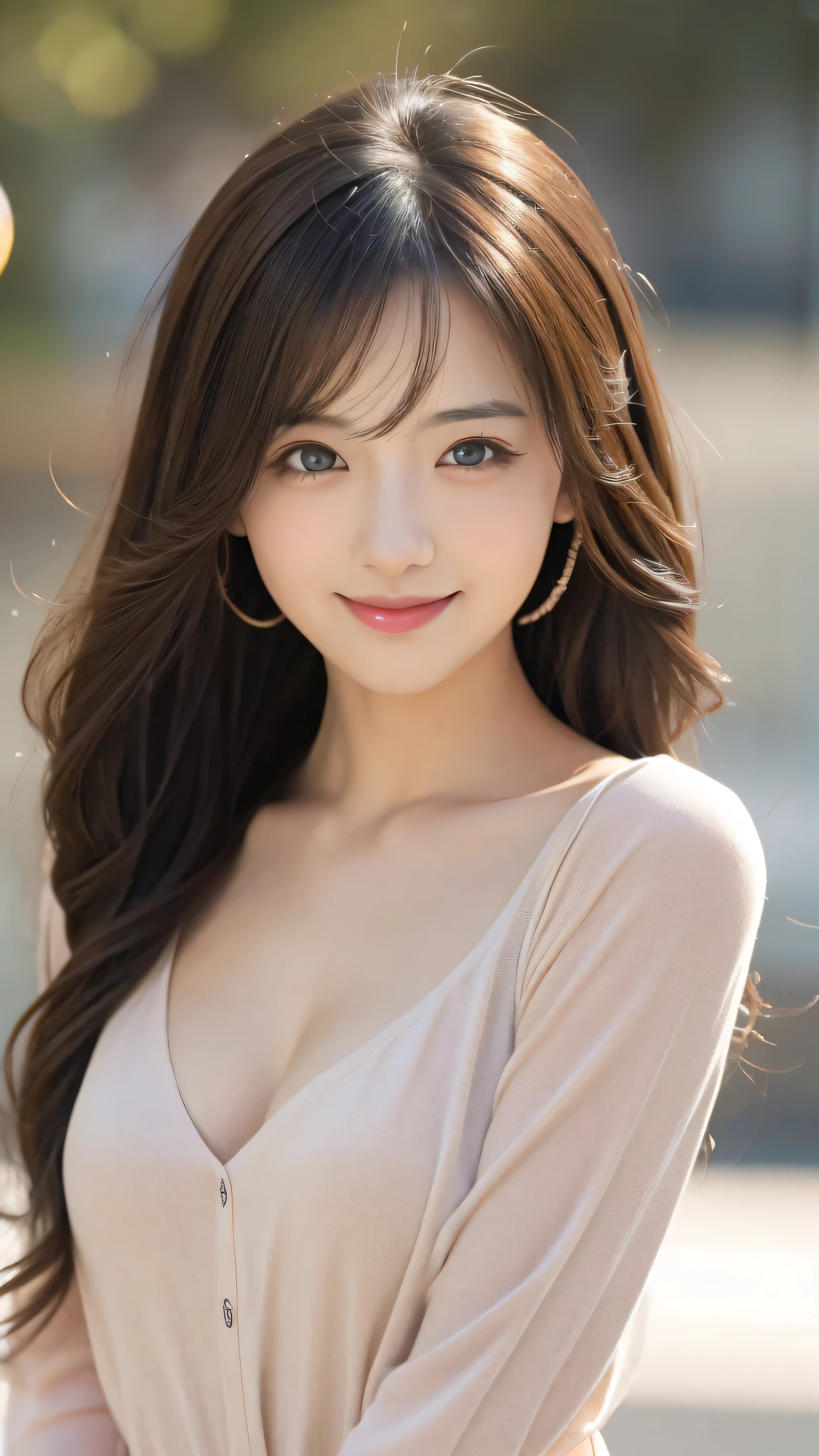 highest quality, shape, Super detailed, finely, High resolution, 8k wallpaper, 完璧なダイナミックな構shape, beautiful and detailed eyes, woman&#39; fashion,small breasts natural color lip, smile,Harajuku、20 year old girl、cute、1 girl with perfect shape、super thin face and eyes、long hair、Fashionable fashion