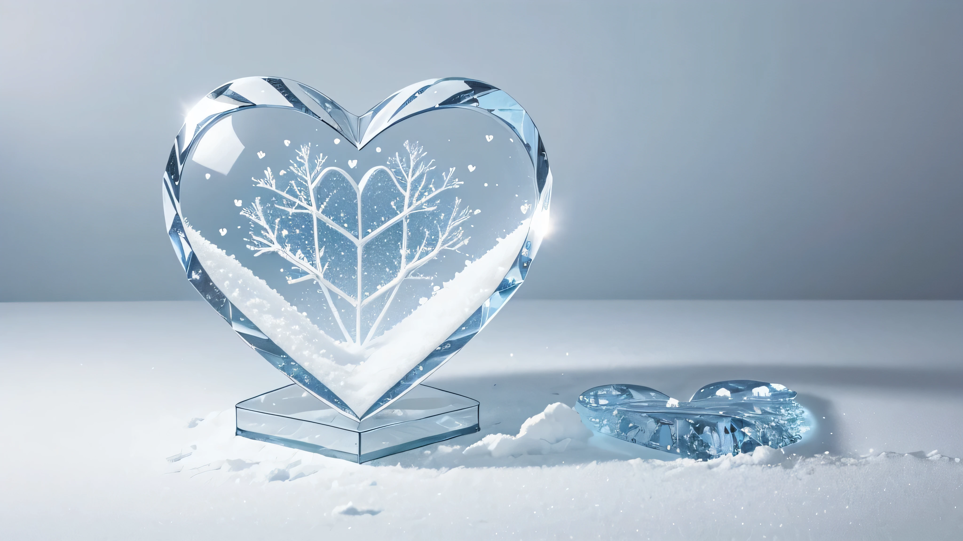 Extremely gorgeous and exquisite heart-shaped snow crystal ice pattern decorative border，light blue white background，best quality，extremely complex，masterpiece，Fully clear plane with no light and shadow
