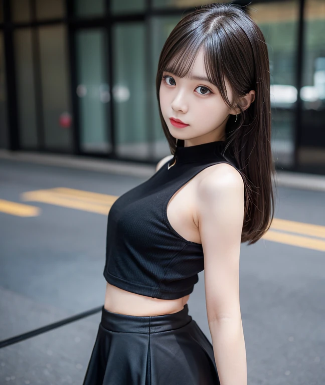 (master piece、reality、Raw photo、8k)、mini skirt、Black Pantyhose、detailed eyes、detailed mouth、detailed limbs