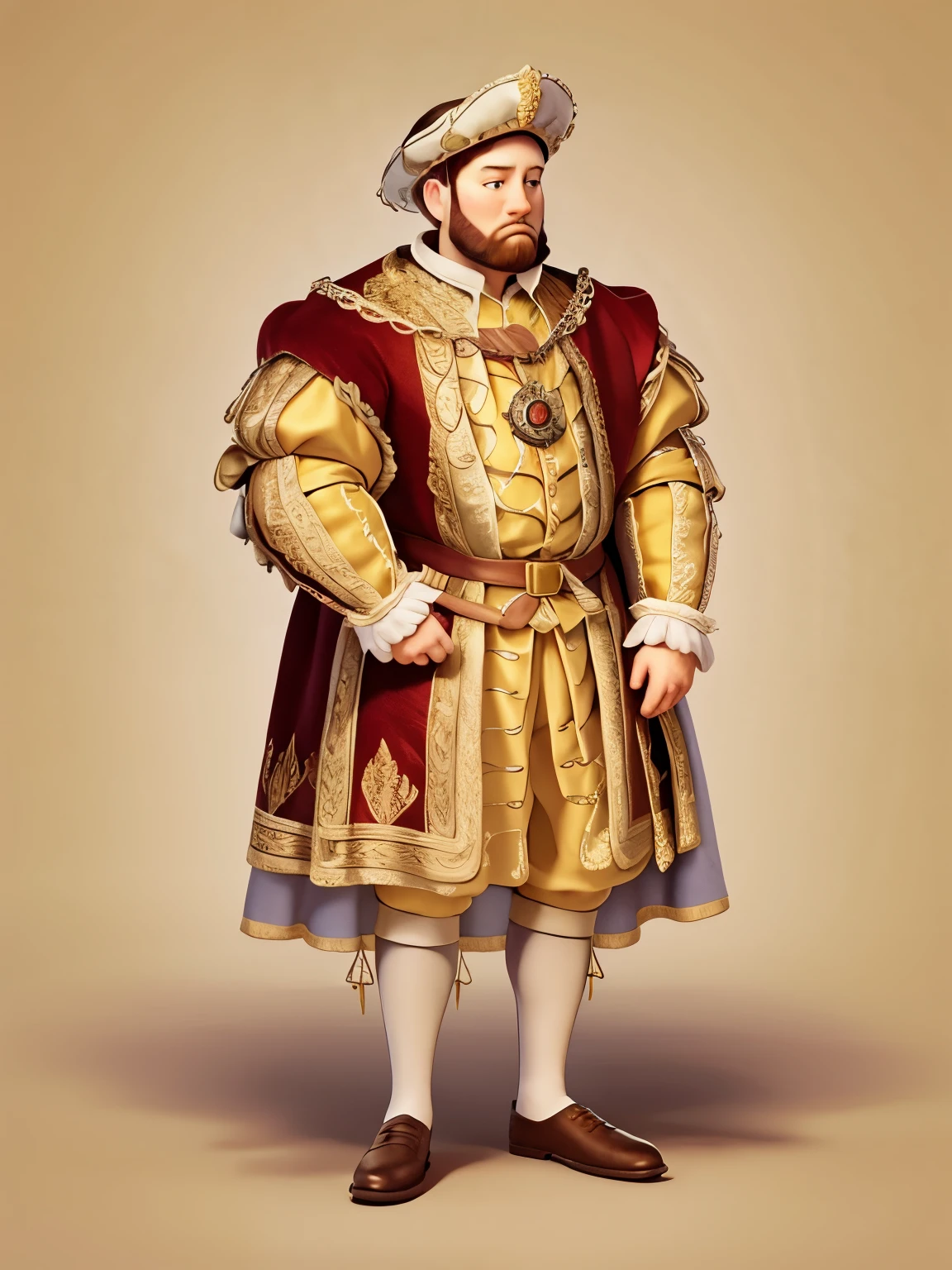 King henry the viii, full body lenght portrait, no background, perfect detailed face.