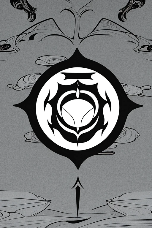 Symbol of the Nara Lotus,Japan,Black and white photo,It is a symbolic print.