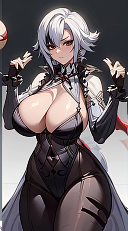 NSFW, arlecchino, arlecchino from genshin impact, big tits, super huge tits, cool girl, a quiet and serious girl, badass, sex pose, erotic model pose, full body, POV, hot milking, mommy