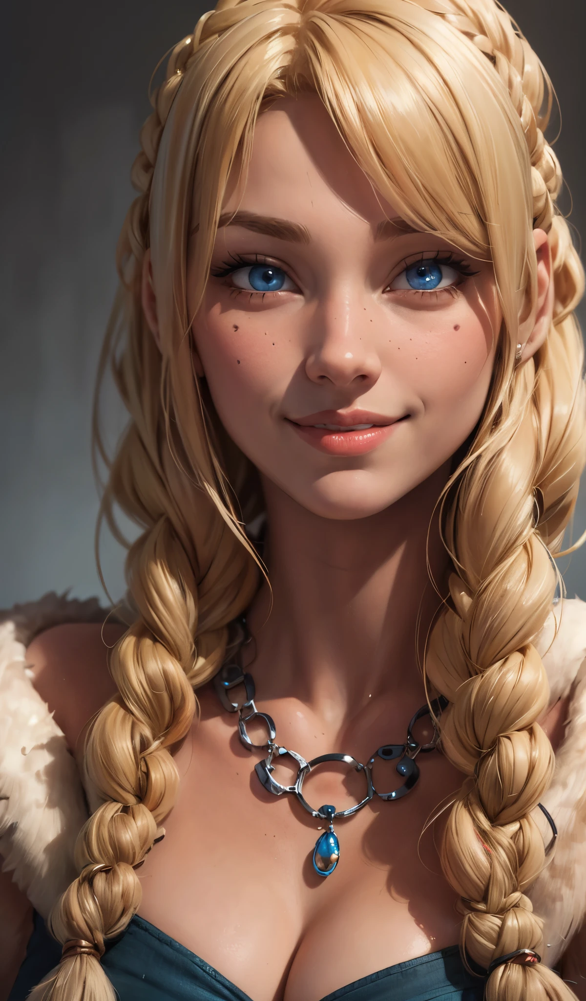 Astrid Hofferson,smile,portraits,artwork,(best quality,absurd,detailed,ultra-detailed:1.3),beautiful detailed eyes,beautiful detailed lips,longeyelashes,masterpiece:1.2,vivid colors,soft lighting