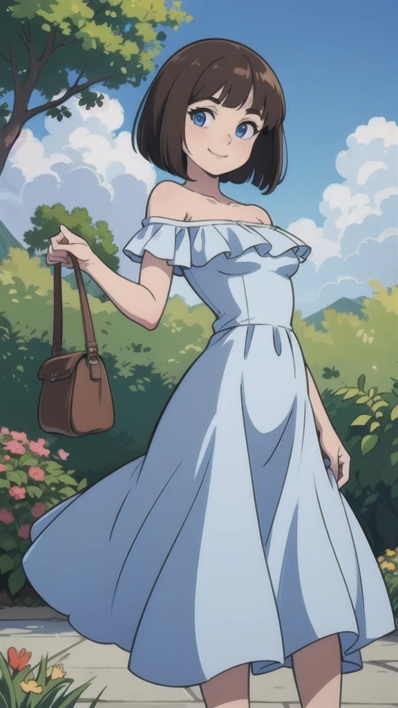 <lora:ANIME_STYLE_SHOW_HowlsMoving_Environment_v1:0.8>, <lora:ANIME_STYLE_SHOW_studioGhibli_v1:0.6>, landscape, flowery field, 64K, f1.2, 800mm, UHD, dynamic lighting, 1girl, brown eyes, bow-shaped hair, tan skin, Lavender hair, full body