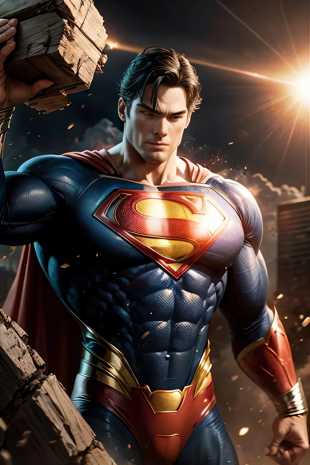Visualize Superman's super strength as he holds a colossal object. Como essa habilidade poderia ser explicada biologicamente?