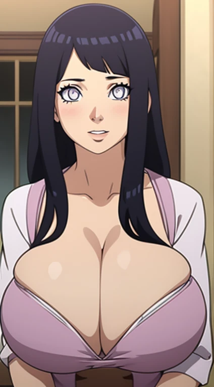 1 female, milf, gigantic breast, big boobs, bursting breast, cleavage, disney style, beautiful face, good lighting, looking at viewer, blushing, detailed texture, detailed eyes, beautiful eyes, hinata,