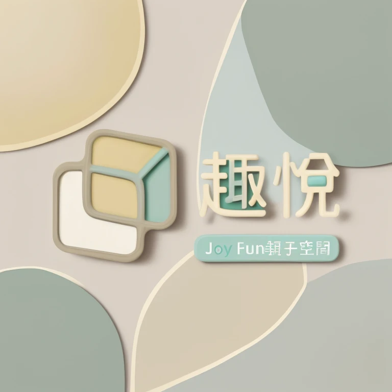 top-down view, Soft, neutral color scheme with a playful accent color on one or two characters, Abstract representation of a house with gentle curves, softened edges, and a neutral color palette. Incorporate organic shapes, must include a cylinder, possibly a leaf or a soft curve resembling a caring hand, seamlessly blended with the house design, Soft earth tones, gentle greens, light blues, with neutral shades like light gray or beige. Add a touch of vibrant hue, such as warm yellow or bright teal, for playfulness, Harmonious balance