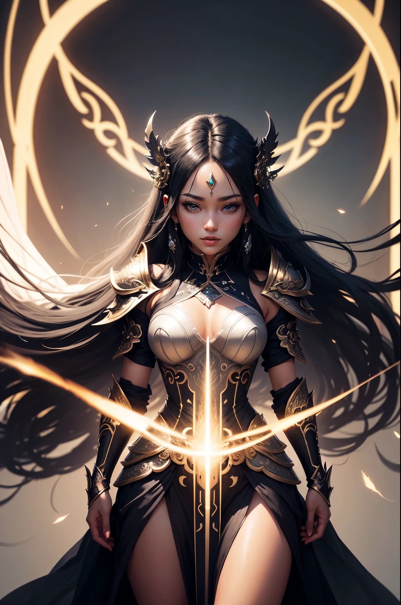 black skin woman in a silver and gold white dress, blue-grey eyes, flying, full black body, super long white hair, slim toned black body, Vest line, long hair flowing, Surrounded by light quality jewelry, accessories, chengwei pan on art station, by Yang J, detailed fantasy art, stunning character art, fan art best art station, epic exquisite character art, beautiful armor, extremely detailed art germ, detailed digital anime art, art germ on art station pixie, armor girl, Masterpiece, best quality, super high resolution, fluorescent color, looking at the audience, beautiful face, beautiful eyecare shoulder