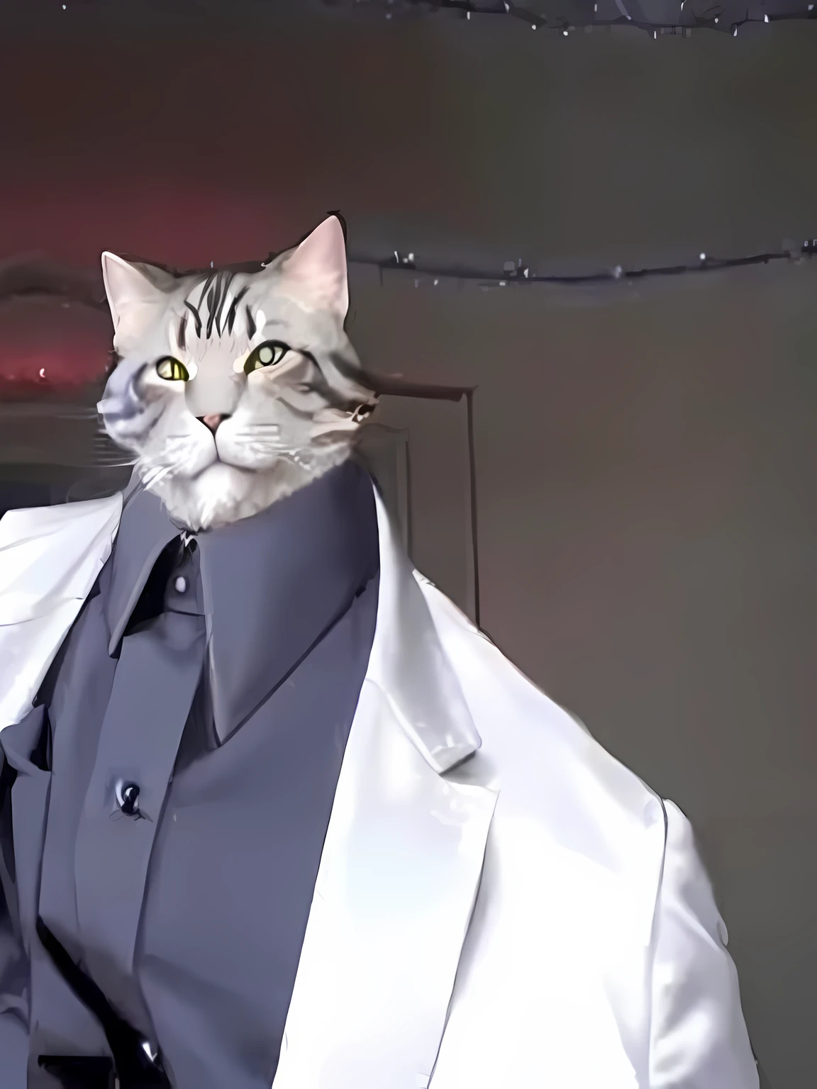 there a cat that Vestindo um terno and tie, usando uma jaqueta extravagante, he Vestindo um terno, em seu terno, Human cat hybrid, ele parece muito sofisticado, em terno estrito, vestindo um smoking, em um terno rigoroso, vestido com um terno, parecendo muito legal e estiloso, vestindo terno, Vestindo um terno, gato elegante