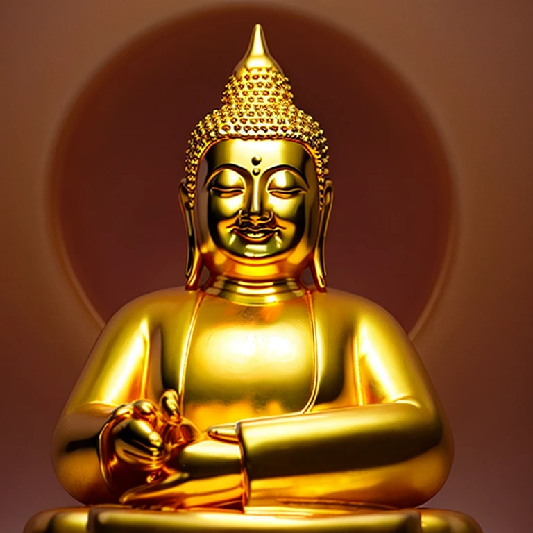 A golden Buddha that looks like it will make you rich、smiling、