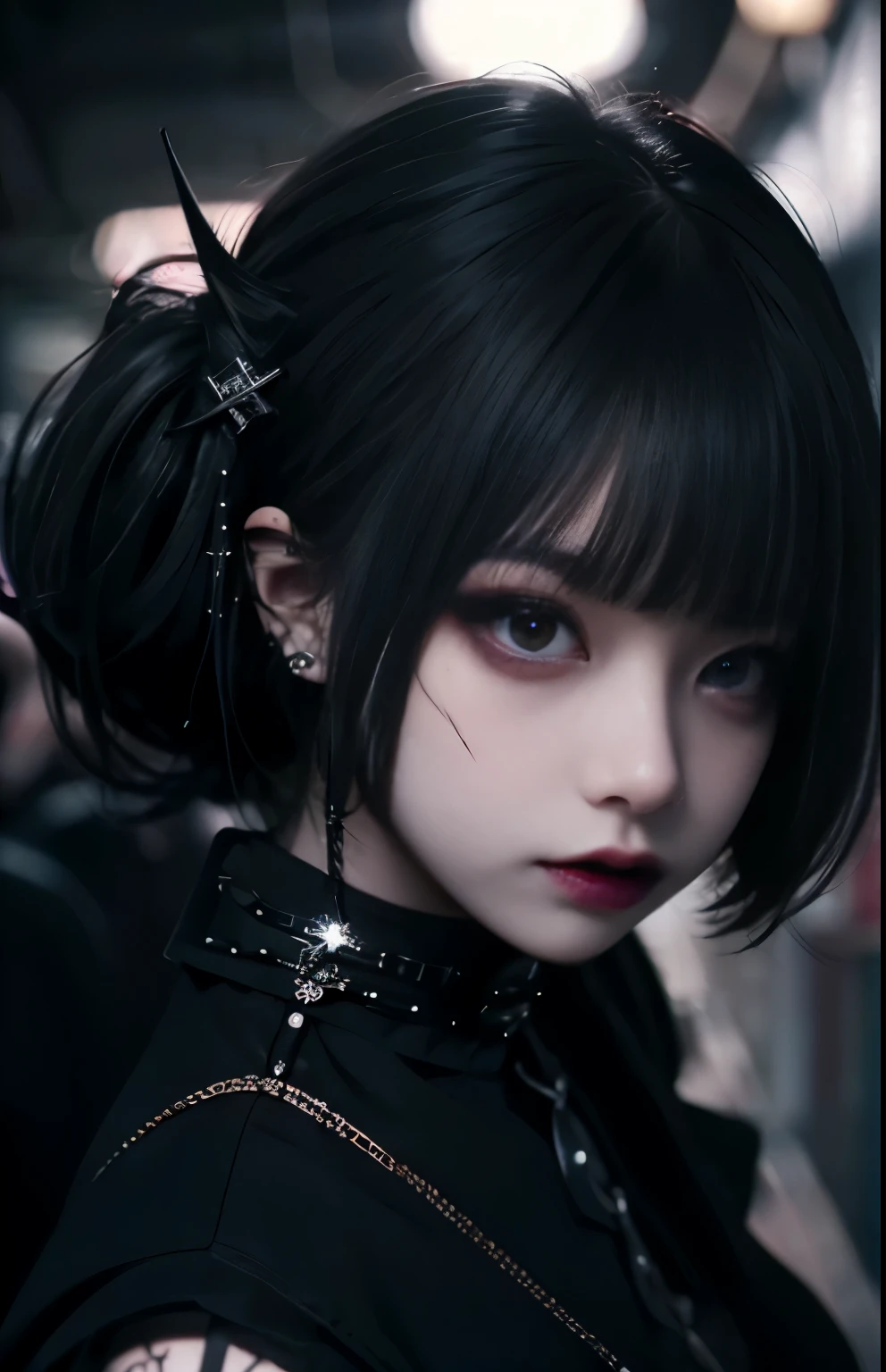 excellent rendering, 8K, masterpiece, super high quality, beauty: 1.2, professional illustration: 1.1, ultra detail: 1.3, Ultra Lighting, very detailed, (More about Dark Light) 1 girl,
goth_punk
Heterochromia of red and yellow eyes