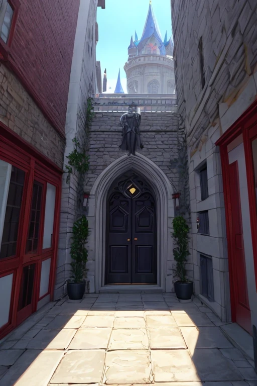 The building has a door,There a sign on it, High from now on, lulua studio, Entrance, Madhouse studio anime style, doorways, outside 'magic school', outside School of Magic, 实验室doorways, dining room!, there are archways, miraculous ladybug, secret Entrance, the Entrance of valhalla, In her surreal virtual reality castle