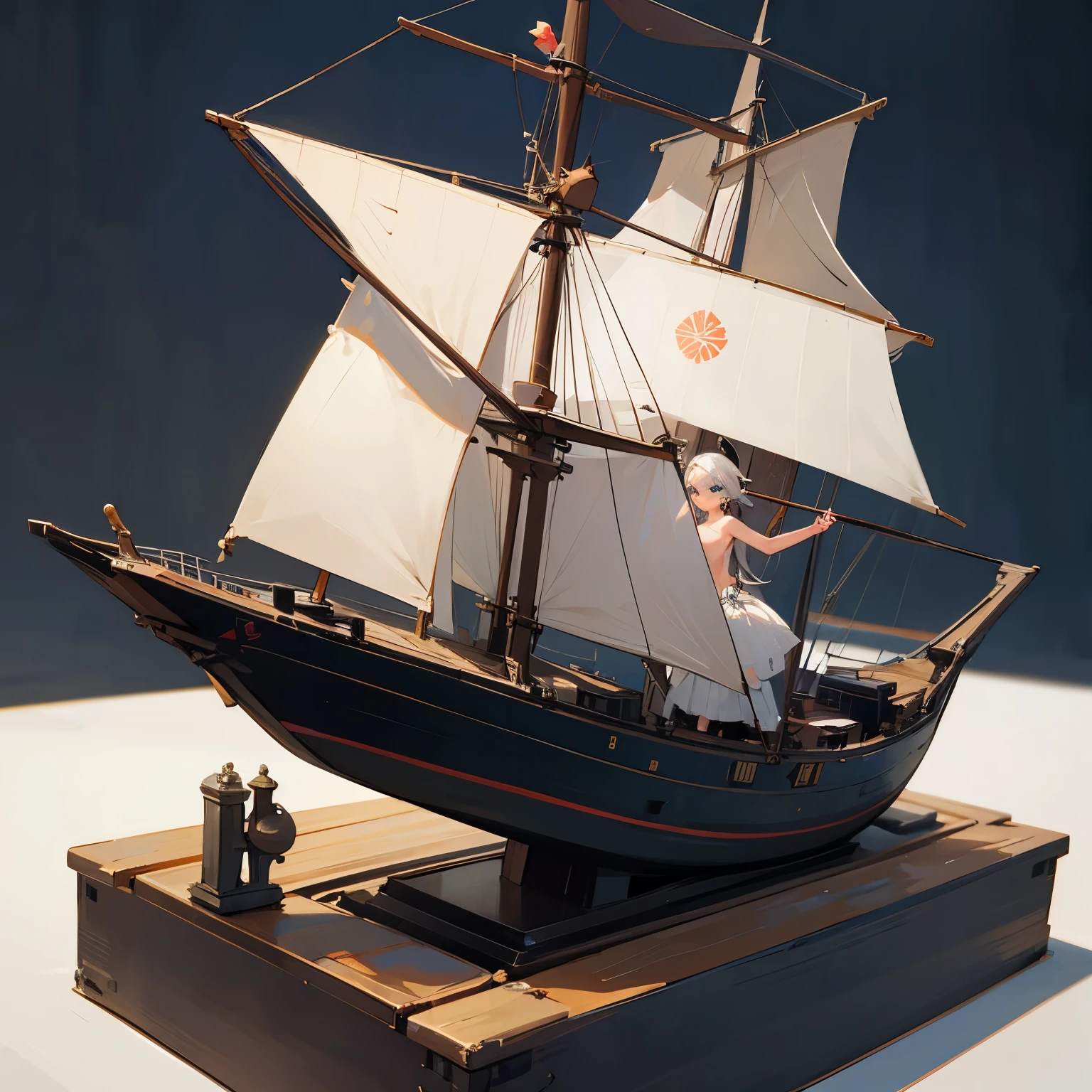 lifted a miniature ship、Topless Beautiful Girl