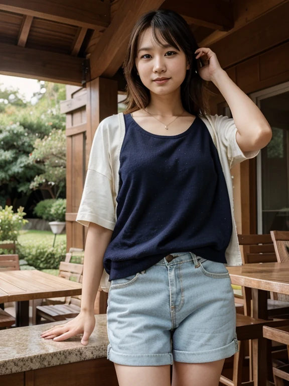 Marin Kitagawa, 25 year old woman, relaxed, casual clothes, happy