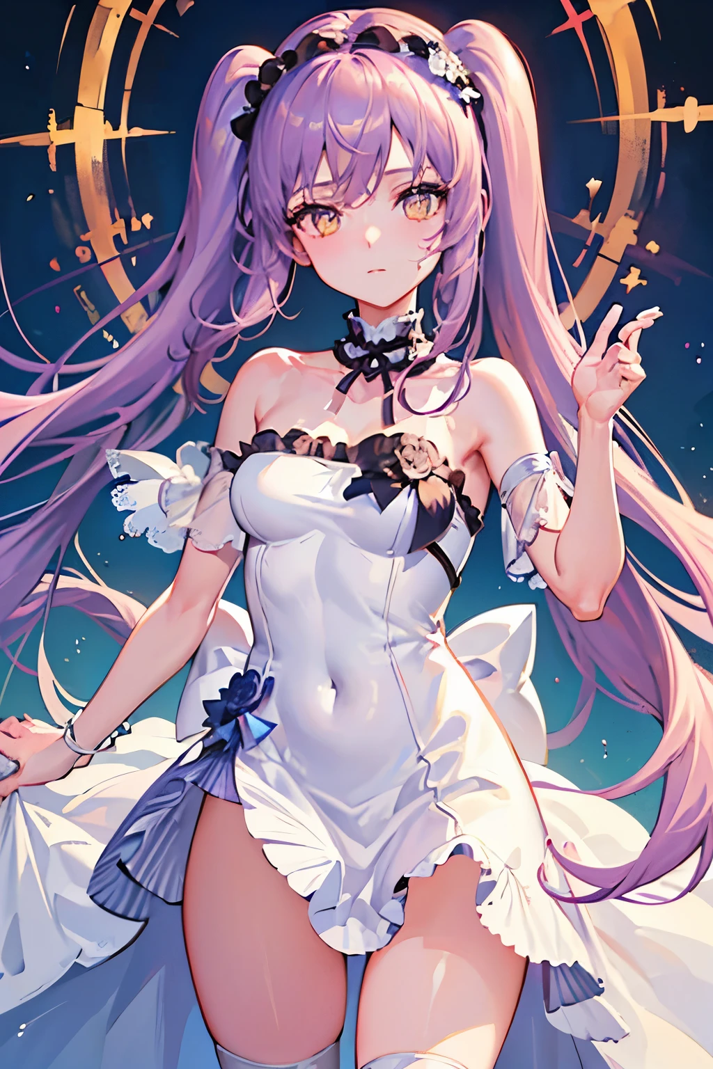(Hi-Res Beauty - Masterpiece, Pretty Face, Neck Ribbon) Immerse yourself in the stunning beauty of a high-resolution work of art that embodies the essence of a masterpiece. girl with twintales hair , lilac hair (1.3), charming yellow eyes (1.2), a pretty face, and a delicate ribbon around her neck (1.5). white dress, greek dress,The detailed rendering and impeccable execution captivated the viewer, while the high resolution highlights subtle nuances and textures. Prepare to be captivated by this extraordinary display of artistry and attention to detail.