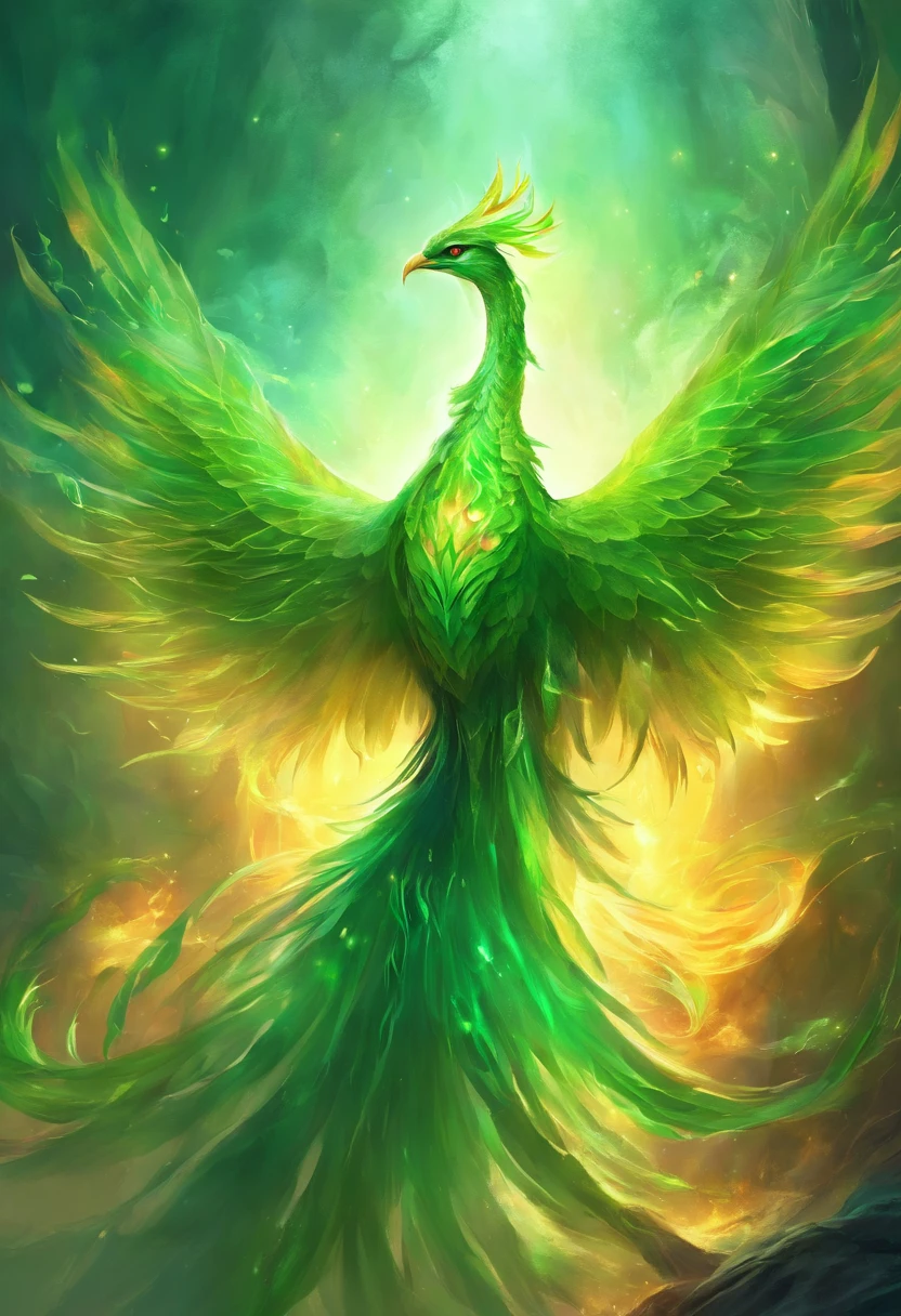 Phoenix made of translucent green fire