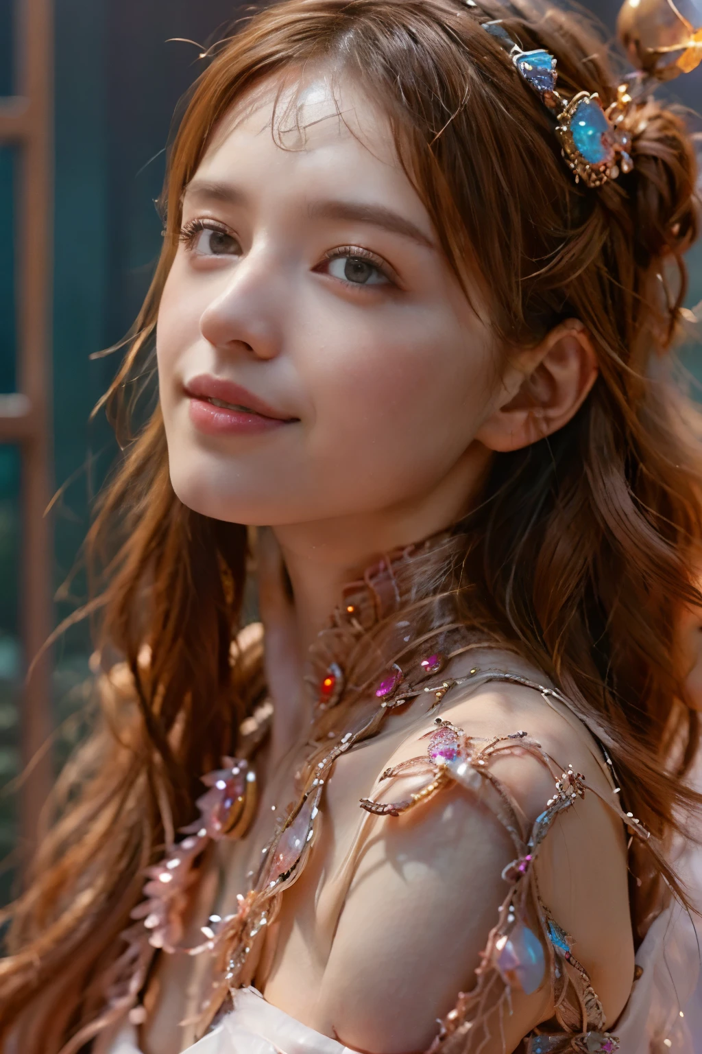 (Two beautiful teenage italian girls:1.6), Close friends, (They are hugging each other:1.2), Kiss her cheek or chest,(Detailed iridescent bodysuit with beautiful fractal or marble design:1.5), Incredible and spectacular scenes, ((High quality)), ((Detailed)), ((Fantasy)), Blue Plasma Brain, Green Plasma Body, Showing her armpits, beutiful breast,  obscenity, (Lewd smile:1.2), coarse, Obscene,  (Immoral:1.2), Lachish, (small breasts with beautiful raised pink areolas,,,:1.5), (Cameltoe), (Expression of ecstasy:1.2), Photorealistic, Official art, Unity 8K Wall , 8K Portrait, Best Quality, Very high resolution, (Incredibly beautiful nature background:1.6), (18 years old:1.5), (Sexy and glamorous:1.1), (A coquettish expression:1.6), (seductively smiling:1.6),  (erotic posing:1.9), (Model Posing:1.8), Beautiful seductive face, Portrait, (Thick eyebrows:1.4), (Big scarlet eyes:1.6), Beautiful eyes with fine symmetry, (Ultra detailed eyes:1.4),(Highly detailed face and eyes:1.7), (High-resolution red-eye:1.8), Intimate face, (ultra detailed skin texture:1.4), White skin, pale skin, Perfect Anatomy, Thin, (Beautiful toned body:1.5), Highly detailed hair,  (Moist skin:1.2), No makeup, (dark circles:1.1), Good anatomy, Focus Face, good-looking, (Emilia Clark:0.6) (Emma watson:0.3),(Jennifer Connelly:0.4),  Elegant face, Nice,  (A delicately crafted necklace is wrapped around her neck...), (Bioluminescence with brilliant brilliance:1.4), (Luminous magic circle:1.5), Ruins of an ancient castle, Shining majestic cloud masses and sky, lightning bolt, Epic Realistic, (Greg Rutkowski:0.8), (teal and orange:0.4), (Art Station:1.5), Cinematic, (NSFW:1.2),  Hyper Detailed, Dramatic light, (Intricate details:1.1), Beautiful black hair,　(Wearing a gauntlet with a dense and very beautiful design decorated with jewels:1.1), Small chest, Galaxy, (nebulas:1.6), The Dark Knight, Fully armored body focus, perfectly make up
