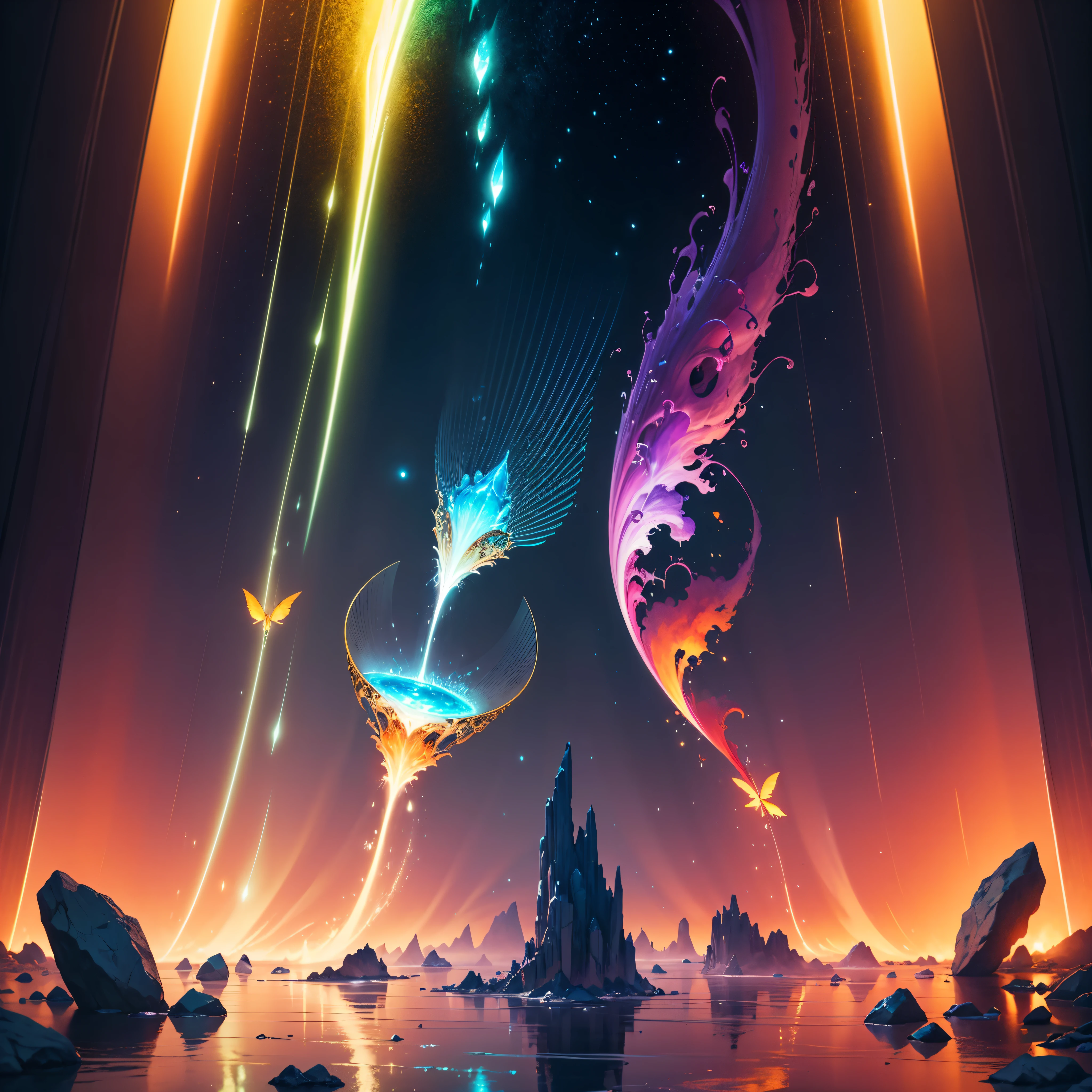 Galaxy nebulae stars nebula starry_sky epic sunset spacious sunrise panoramic sunshine hyper Gorgeous Masterpiece ultra UnrealEngine5 deep path equirectangular_360 Bright colors, thick lines, waves, multi-layered, foreground, vista, fractal thunder Dammford, Dammenford and Alex gray style, psychedelic surrealist art, surrealist psychedelic design, fantasy art style, psychedelic art, infinite psychedelic waves, inspired by Cyril Rolando, real ripple structure, psychedelic art style, psychedelic art, psychedelic illustration global luminescence saturate volumetric Cinematic_Sunlight lightning_contrast meticulously intricate ultra_high-details ultra_high-quality max ultra_high-def ultra_photo-realistic optimal ultra_high-res cgi vfx sfx accurate reflex vivid color-coded improved Octane-rendered UHD XT3 DSLR HDR romm rgb pbr 3dcg fxaa blu-ray enhanced fkaa txaa rtx ssao opengl-shader glsl-shader post-processing post-production cell-shading tone-mapping analogique ultra_sharpness focus symmetrical Dazzling Heaven Paradise "Heavy Metal" Will-o'-the-wisp iota pixie sprite kindergarden onyx ruby Sundrop opal emerald plasma Tourmaline lava magic fire summon incandescent creature crystalline viceroy monarch conjuration flowering butterfly Hearth CGSCOSITY invocation strange monster floraison Earth reflection chef-d&#39 sex naked nsfw varied multi etc. --s 1000 --c 20 --q 20 --chaos 100