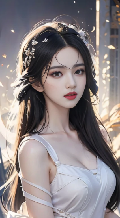 (masterpiece:1.4), (best quality:1.4), Very detailed, complicated, super detailed, (perfect face), illustration,soft light, Breathtaking landscapes, 1 girl, Dignified, Elegant and generous,  vivid black hair, colorful, colorful的,3D modeling，CG quality，whole body，elegant station，medium，Perfect body