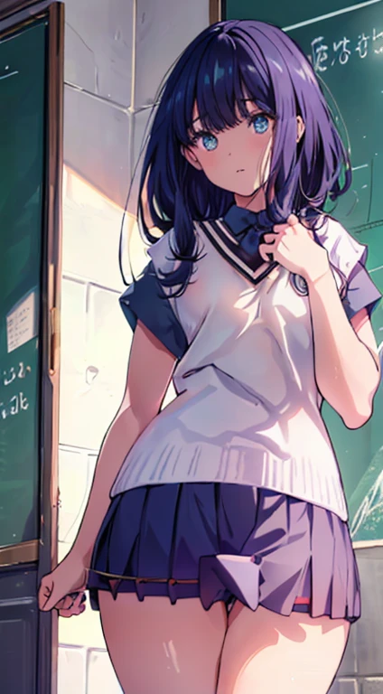 (detailed facial features)、Perfect for your skin、(thin)、(highest quality:1.4)、(ultra high resolution:1.2)、cinema light、(highly detailed illustrations)、(lip gloss、highest quality、ultra high resolution、Depth of bounds written、thick thighs、big butt、My  is facing me、short skirt、(((school uniform)))、Shows the whole body、(((lean your body here)))、slouch