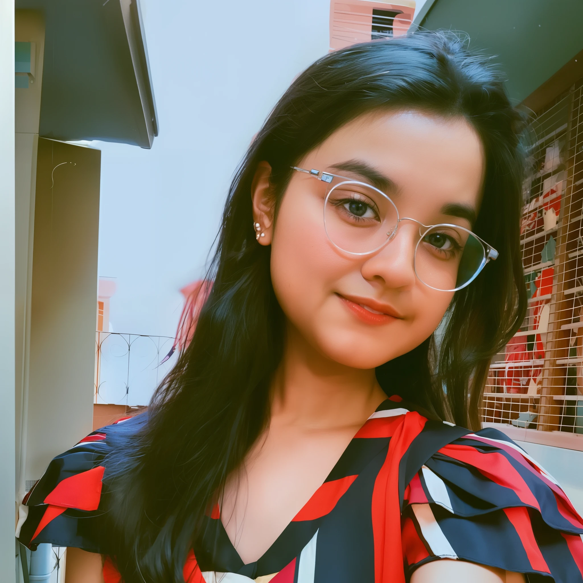 Convert a cute beautiful realistic picture with black Western dress .