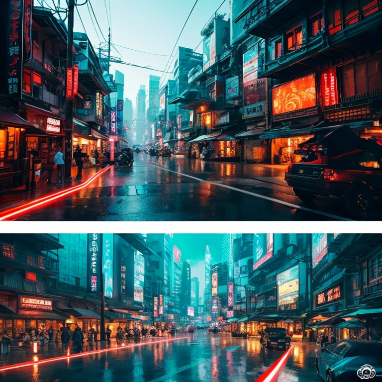 Please draw Horyuji, a world heritage site, in a cyberpunk anime style.