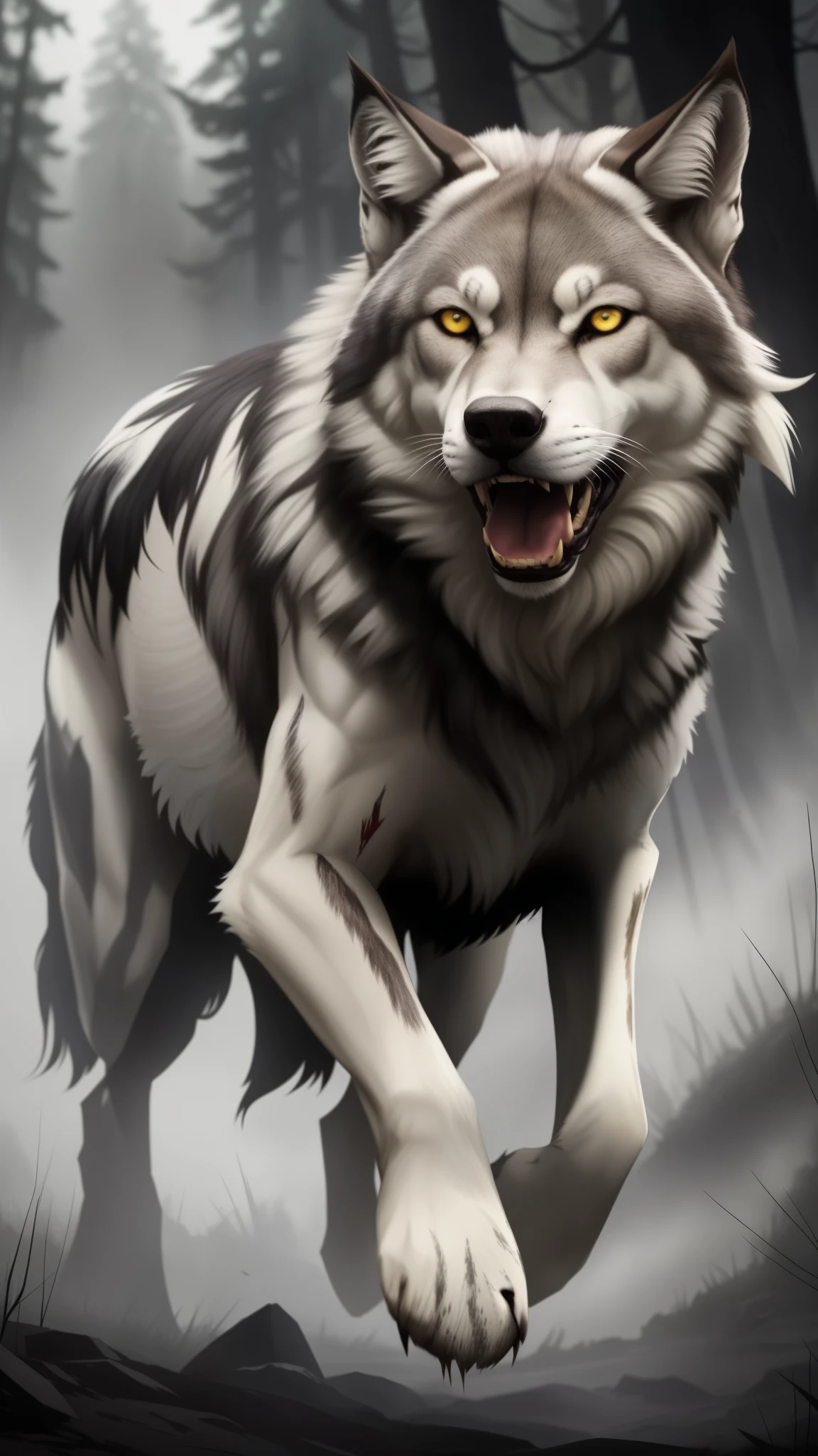 a painting of a No or with blood on the face, Lobo no inferno, No or, photo of No or, portrait of No or fantasy, imagem do avatar, He ad No or, Grim - Lobo, Big No or, portrait of No or, No or, No or alp ha head, wolp, foto de perfil, AngieNão or, No or, alto detalhamen to), He has No or yellow eyes, Meio Lobo, No or dark grey