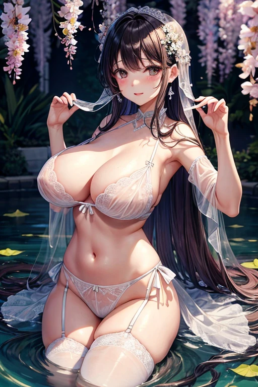 Flowers bloom by the water、weeping cherry blossoms、wisteria flowers、water reflection!!!!!、sheer lingerieを着てポーズをとるアラフィフの女性写真、See-through lingerie beauty、Intricate and detailed lace set、Wearing sexy see-through lingerie、garter belt、push up underwire。complex, captivating and captivating、wavy slutty transparent lingerie、光沢のあるsheer lingerie、sheer lingerie!!、Woman in see-through lingerie posing for a photo、sheer lingerie!!、beautiful female body、fantastic and fantasticな雰囲気、see-through lingerie、Sheer frills、光沢のあるsheer lingerie、translucent dress、dreamy aesthetics、mysterious softness、a blurred glow、soft aesthetics、transparent underwear、fantastic and fantastic、translucent body、fantastic and fantasticなスタイル、fantastic and fantastic、(((Big big breasts)))、beautiful leg style、stylish hair、cute hairstyle、Many petal body esbian、