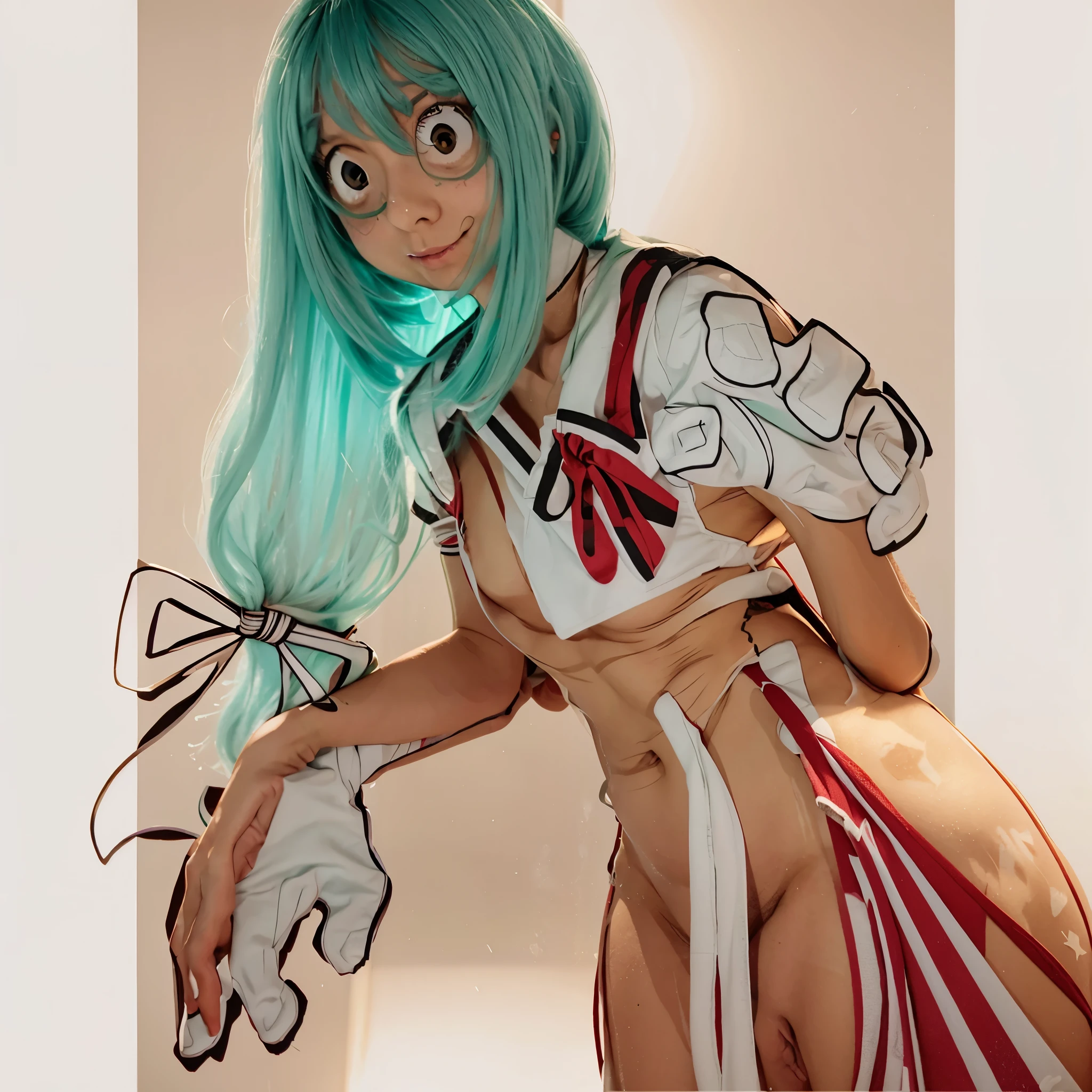 anime girl with green hair, inspired by Yanagawa Nobusada, Asui Tsuyu, in an anime style, anime moe artstyle, made with anime painter studio, in anime style