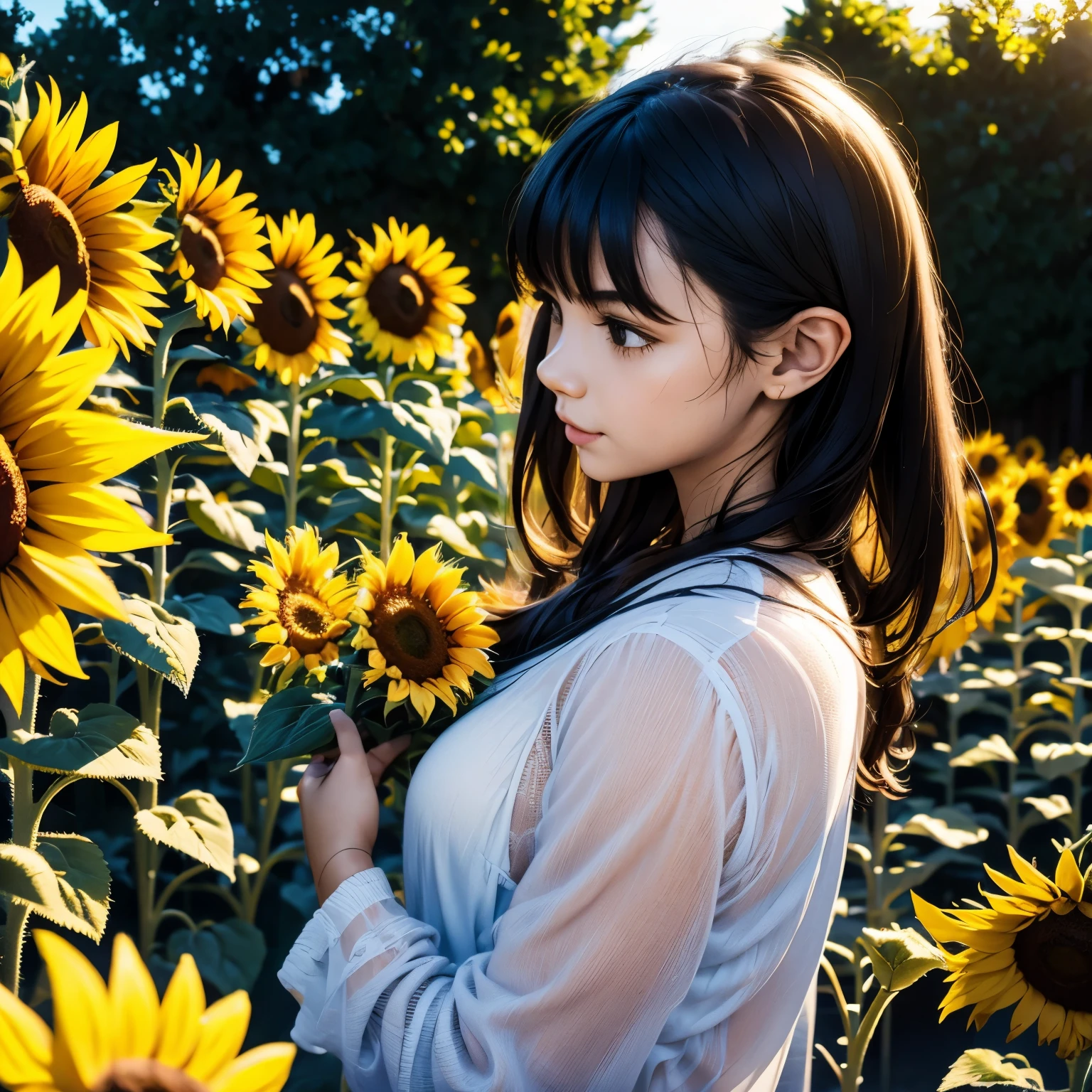 girl holding a sunflower