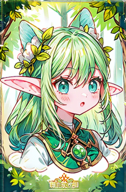 1 elf girl, elf ears、anime, animeスタイル, in the forest、Portrait、