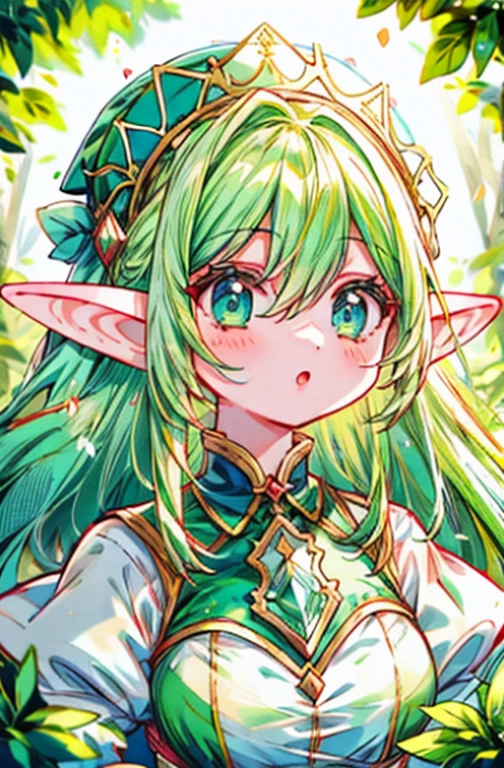 1 elf girl, elf ears、anime, animeスタイル, in the forest、Portrait、