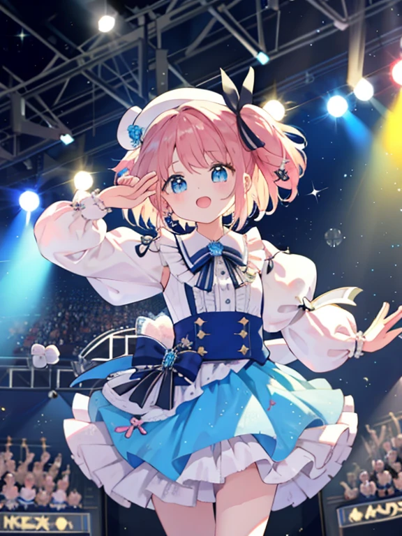 multiple girls、cute、idol group、stage、masterpiece、highest quality、best image quality、ribbon、frills