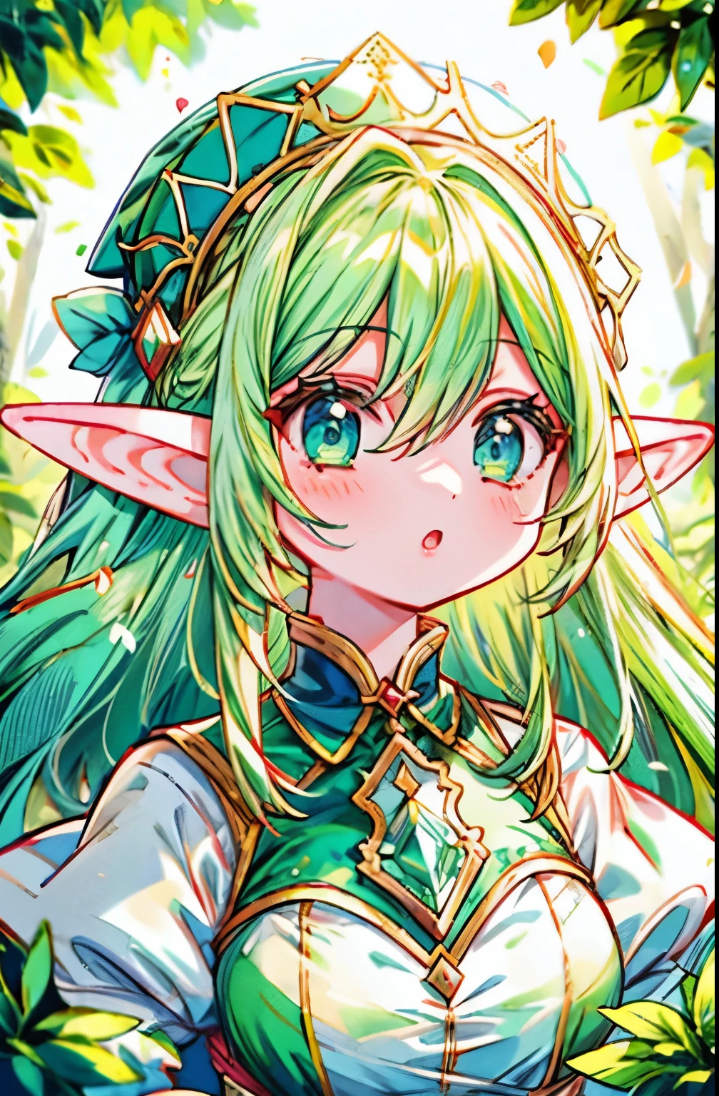 1 elf girl, elf ears、anime, animeスタイル, in the forest、Portrait、