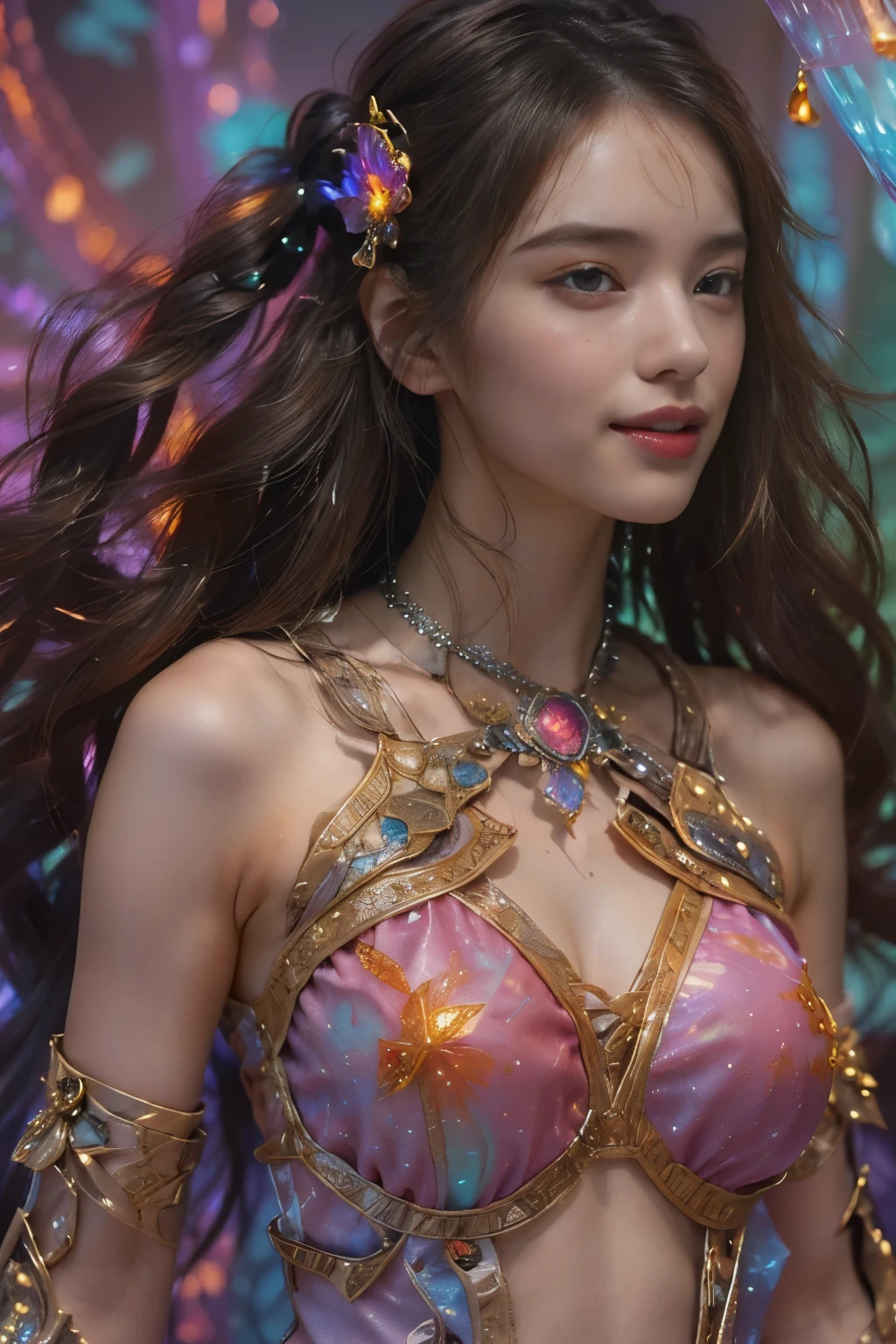 (Two beautiful teenage italian girls:1.6), Close friends, (They are hugging each other:1.2), Kiss her cheek or chest,(Detailed iridescent bodysuit with beautiful fractal or marble design:1.5), Incredible and spectacular scenes, ((High quality)), ((Detailed)), ((Fantasy)), Blue Plasma Brain, Green Plasma Body, Showing her armpits, beutiful breast,  obscenity, (Lewd smile:1.2), coarse, Obscene,  (Immoral:1.2), Lachish, (small breasts with beautiful raised pink areolas,,,:1.5), (Cameltoe), (Expression of ecstasy:1.2), Photorealistic, Official art, Unity 8K Wall , 8K Portrait, Best Quality, Very high resolution, (Incredibly beautiful nature background:1.6), (18 years old:1.5), (Sexy and glamorous:1.1), (A coquettish expression:1.6), (seductively smiling:1.6),  (erotic posing:1.9), (Model Posing:1.8), Beautiful seductive face, Portrait, (Thick eyebrows:1.4), (Big scarlet eyes:1.6), Beautiful eyes with fine symmetry, (Ultra detailed eyes:1.4),(Highly detailed face and eyes:1.7), (High-resolution red-eye:1.8), Intimate face, (ultra detailed skin texture:1.4), White skin, pale skin, Perfect Anatomy, Thin, (Beautiful toned body:1.5), Highly detailed hair,  (Moist skin:1.2), No makeup, (dark circles:1.1), Good anatomy, Focus Face, good-looking, (Emilia Clark:0.6) (Emma watson:0.3),(Jennifer Connelly:0.4),  Elegant face, Nice,  (A delicately crafted necklace is wrapped around her neck...), (Bioluminescence with brilliant brilliance:1.4), (Luminous magic circle:1.5), Ruins of an ancient castle, Shining majestic cloud masses and sky, lightning bolt, Epic Realistic, (Greg Rutkowski:0.8), (teal and orange:0.4), (Art Station:1.5), Cinematic, (NSFW:1.2),  Hyper Detailed, Dramatic light, (Intricate details:1.1), Beautiful black hair,　(Wearing a gauntlet with a dense and very beautiful design decorated with jewels:1.1), Small chest, Galaxy, (nebulas:1.6), The Dark Knight, Fully armored body focus