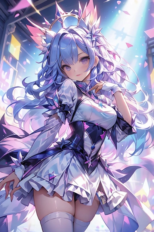 best quality person,master piece,final solution,Fluffy,非常にcolorfulな,colorful,Big High School Girl,ta Long Dress, white stocking fin shoes