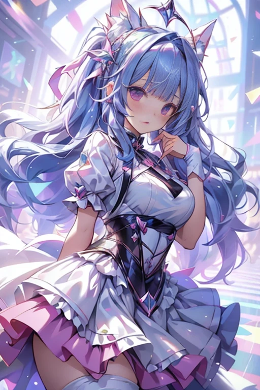 best quality person,master piece,final solution,Fluffy,非常にcolorfulな,colorful,Big High School Girl,ta Long Dress, white stocking fin shoes