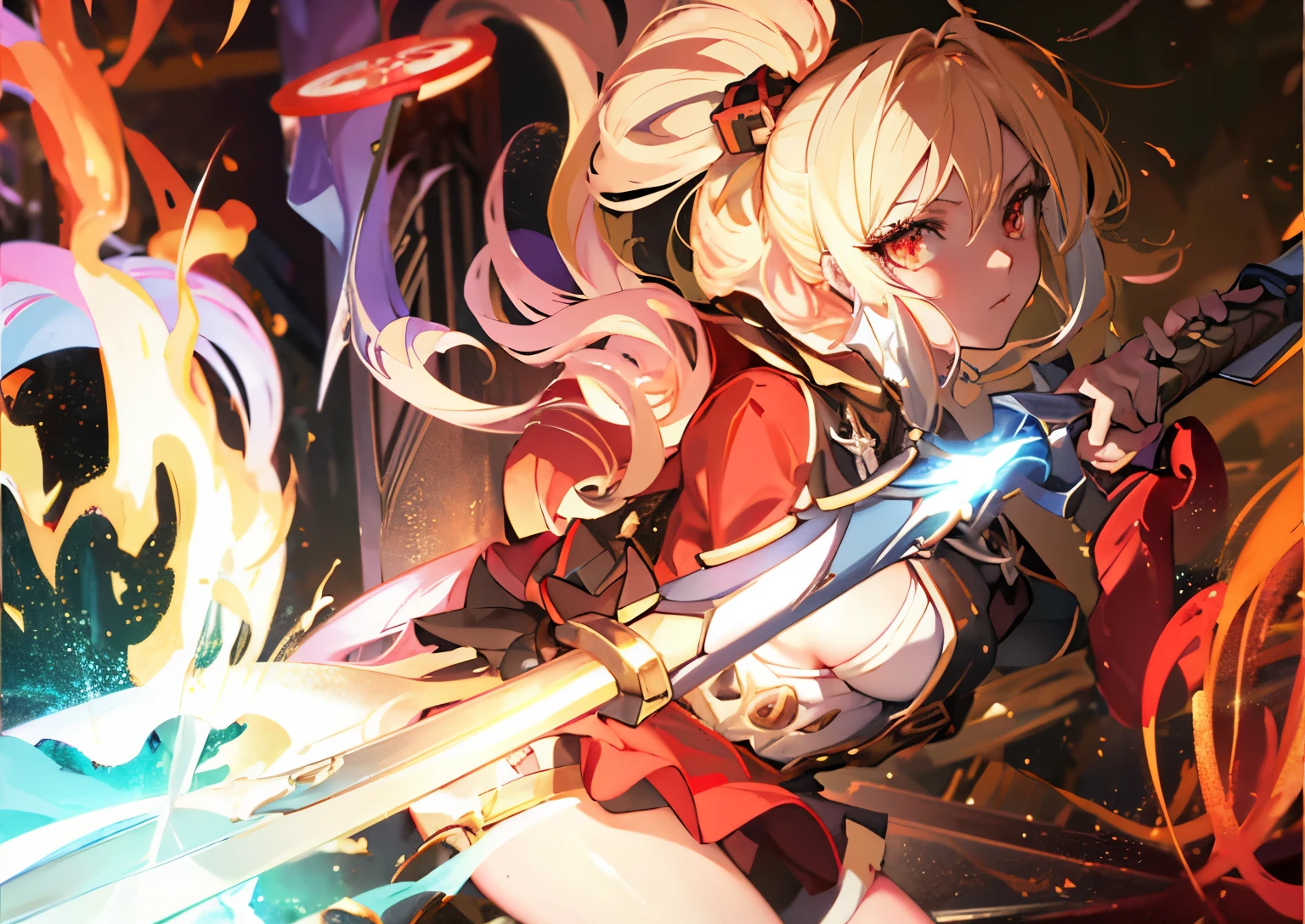 Anime girl holding sword and glowing sword in hands, portrait zodiac knight girl, Edelgard Fire Emblem, zodiac knight girl, Extremely detailed Artgerm, anime style 4k, Fire Emblem Edelgard, Detailed digital animation art, Advanced digital animation art ”, Badass anime 8k, Advanced digital animation art, 2. 5d cgi anime fantasy artwork