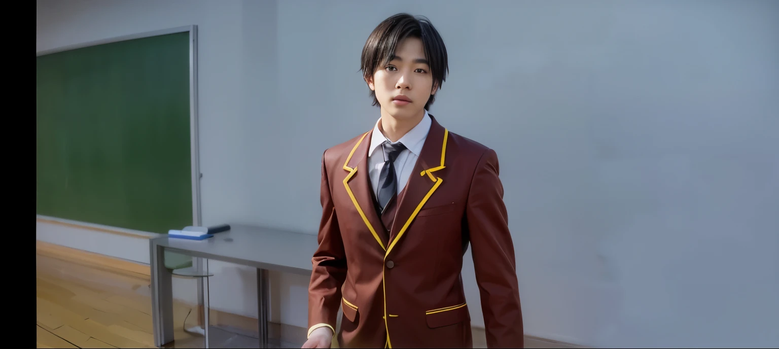 Japanese man, black hair, school uniform 