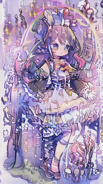 (whole body, Legs and shoes are visible: 1.2)) Expressive eyes, woman, Pale skin, Exposing long hair, windblown hair, ((Absurdly long hair)), Long-sided locks, hime bangs, Hair tassels, bun, ((Very long double tail)), rainbow colour hair, Light pink hair, Blushing, Full face flushed, 闪闪发光的lilac colors大眼睛, (Gradient eyes), open-mouth smile, Cute pose, ((holding balloons : 1.3)) ((Lovely soft fashion)) ((🌞🥳😃🌹🌷🌳 Theme : 1.4)) A flowing soft dresantastic colorful open dresloating ribbons), Lavender ruffles, Pink frills, (Light blue lace), detached short sleeves, Puffy skirt, ((Rainbow and star print skirt : 1.3)), ta skirt, Purple bow, ((Pompom ribbon hair ornament : 1.4)), Multi-bow, striped lace, (Heart-shaped garter), Lovely (lilac colors) shoes ((Super fine clothing and fashion)) Looking at you, Vintage girl, Blushing, (Beautiful detailed eyetremely detailed Cg Unity 8K wallpaper) (Best shadow), ((An extremely delicate and beautiful)), (Detailed light), ((Depth of field shallow meaning)) Big head, Big sparkling eyes, Moe, Splash Art, Cinematic lighting, Front view, Volumetric Lighting Minimalist Photo Illustration 64K Resolution High Resolution Intricate Details Complex Key Visual Precise Linear ((On dreamy pastel sky background, Surrounded by sunset clouds, meteor, castle in the clouds)) ((Super detailed scenery, Fog clouds, Suspended by balloons, red peach : 1.3))