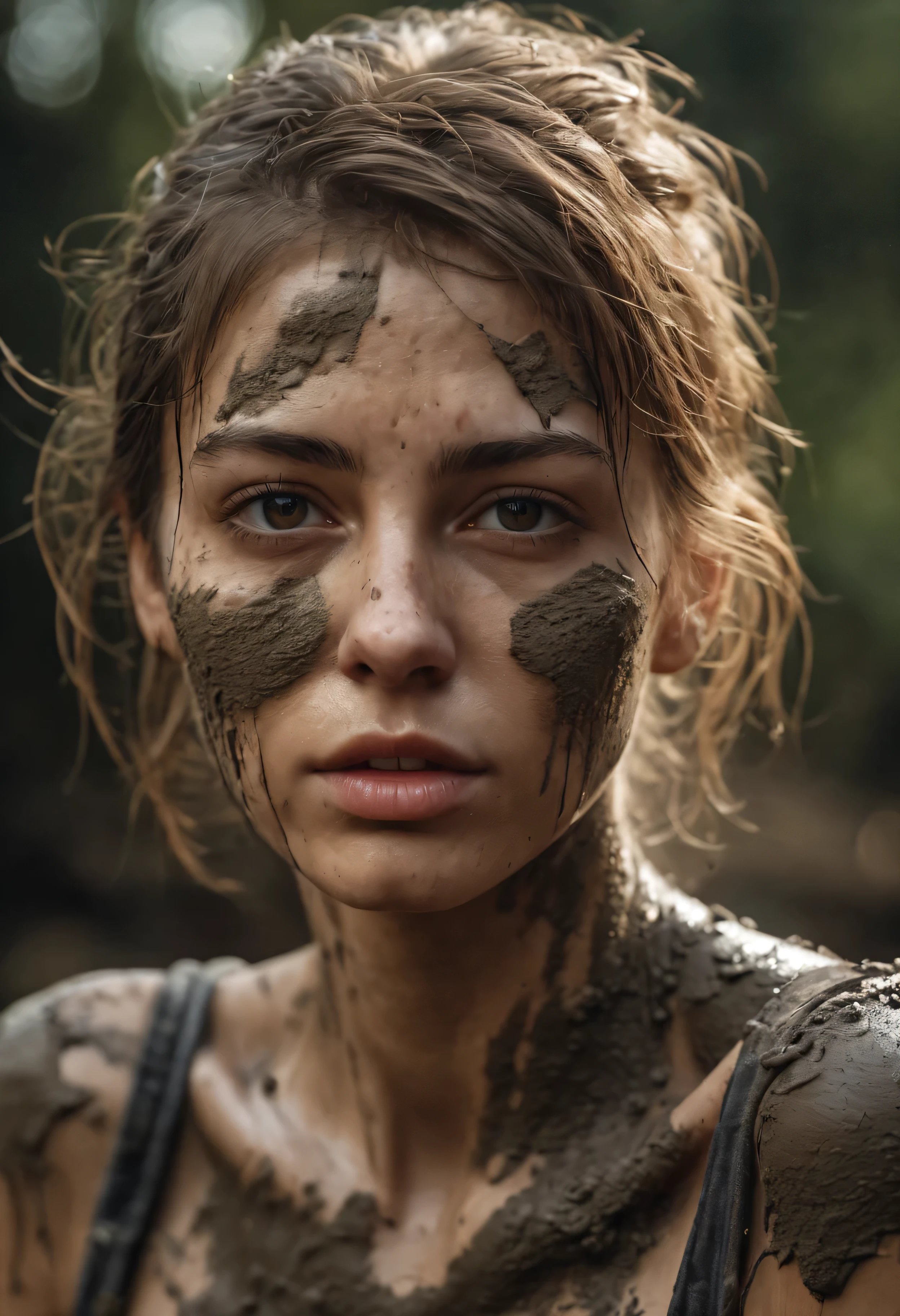 Dynamic Frame, The photo shows a woman in jeans, gets covered in mud, потакая постыдному сексуальному фетишу, , photorealistic, photo, masterpiece, realistic, realism, photorealism, high contrast, photorealistic digital art trending on Artstation 8k HD high definition detailed realistic, detailed, skin texture, hyper detailed, realistic skin texture, armature, best quality, ultra high res, (photorealistic:1.4),, high resolution, detailed, raw photo, sharp re, by lee jeffries nikon d850 film stock photograph 4 kodak portra 400 camera f1.6 lens rich colors hyper realistic lifelike texture dramatic lighting unrealengine trending on artstation cinestill 800,